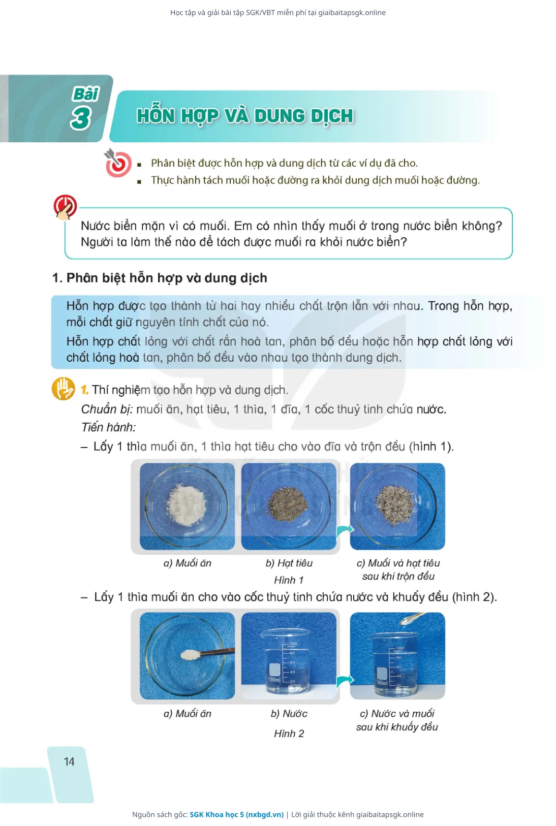 Trang 14 sách giáo khoa SGK Khoa học 5 bản chuẩn