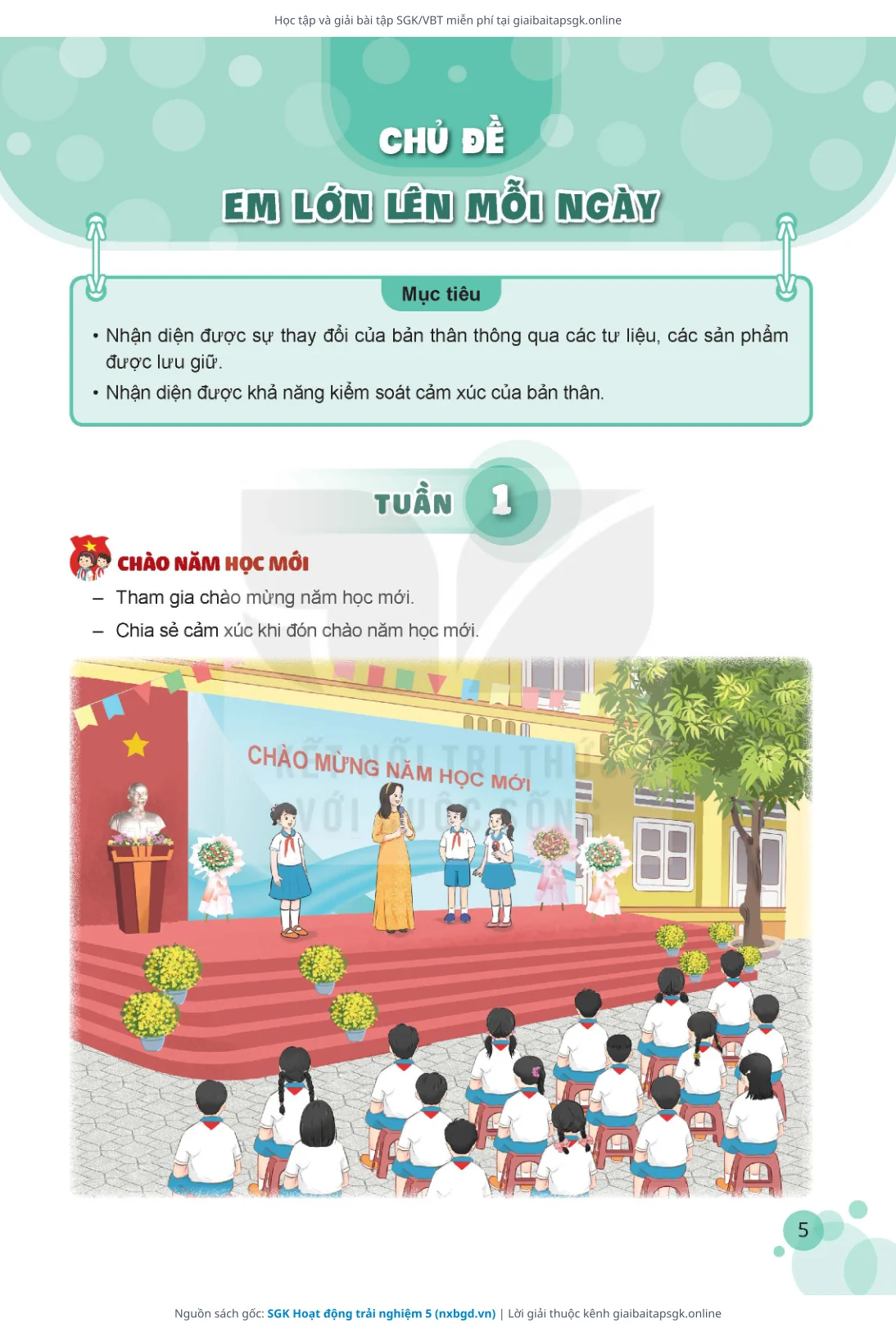 Trang 6 sách giáo khoa SGK Hoạt động trải nghiệm 5 thu nhỏ