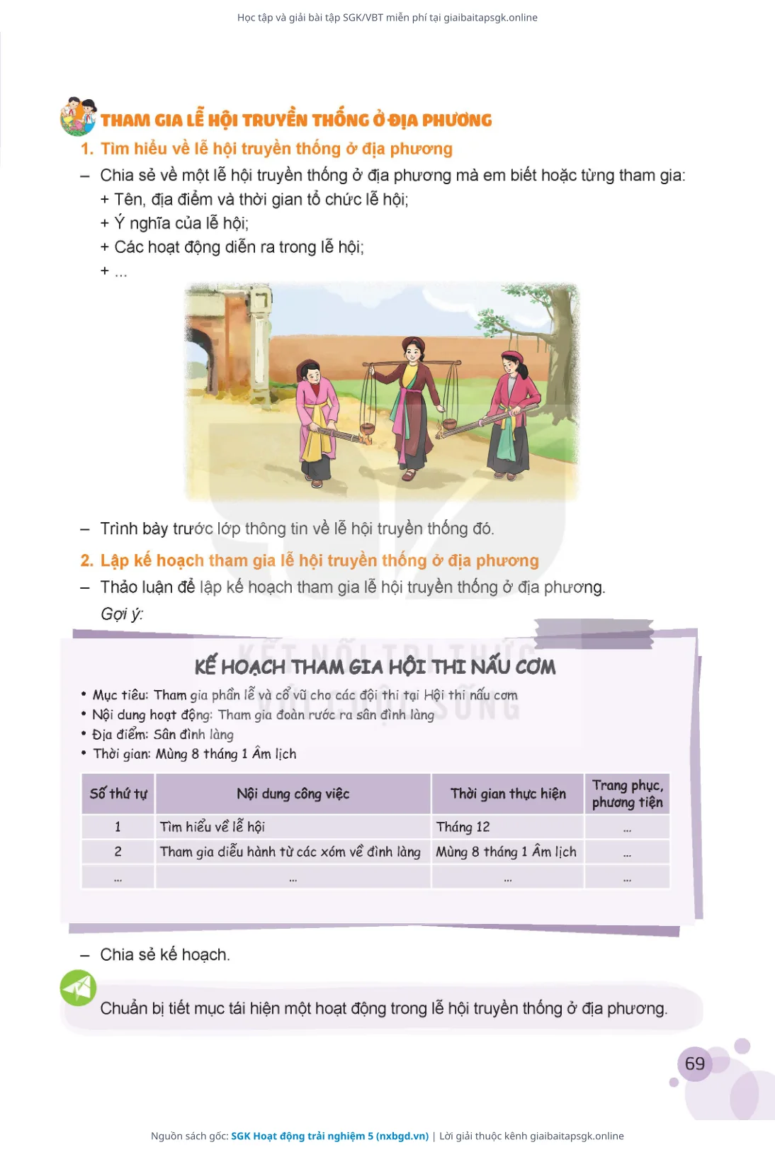 Trang 70 sách giáo khoa SGK Hoạt động trải nghiệm 5 thu nhỏ
