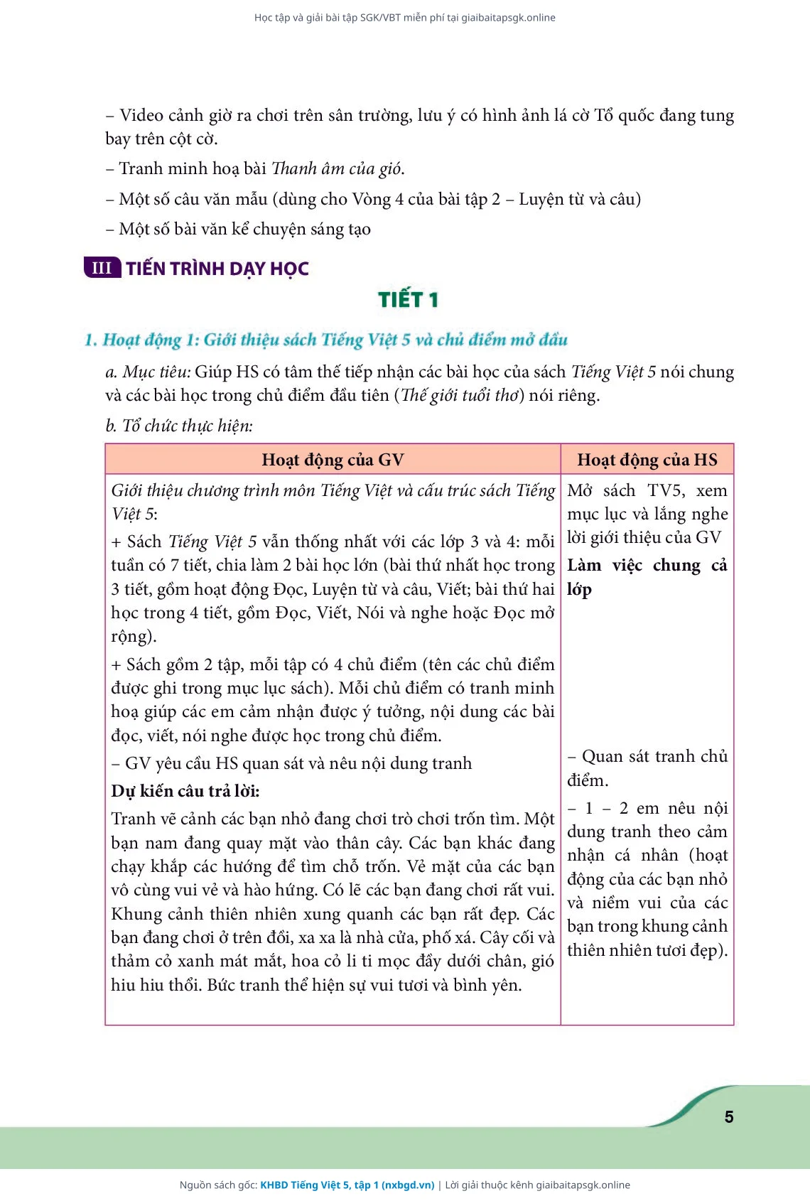 Trang 5 sách giáo khoa KHBD Tiếng Việt 5, tập 1 thu nhỏ