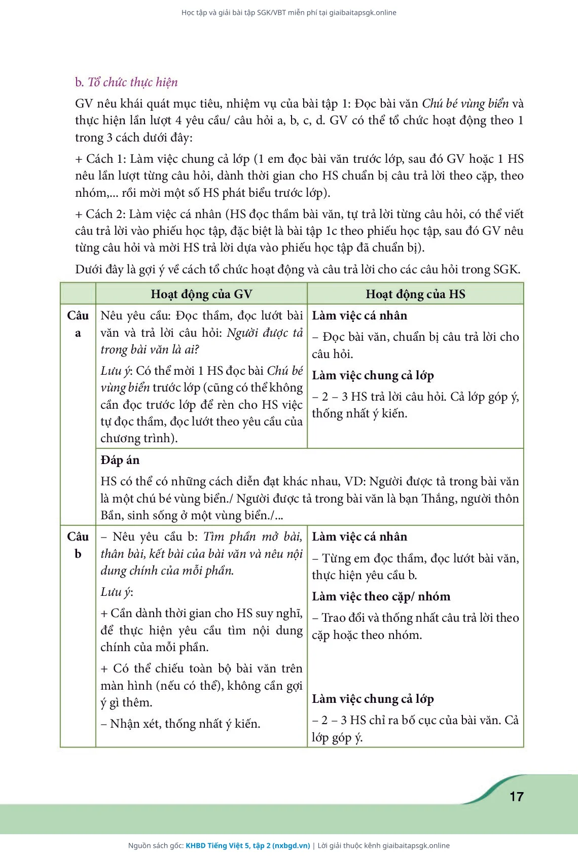 Trang 17 sách giáo khoa KHBD Tiếng Việt 5, tập 2 thu nhỏ