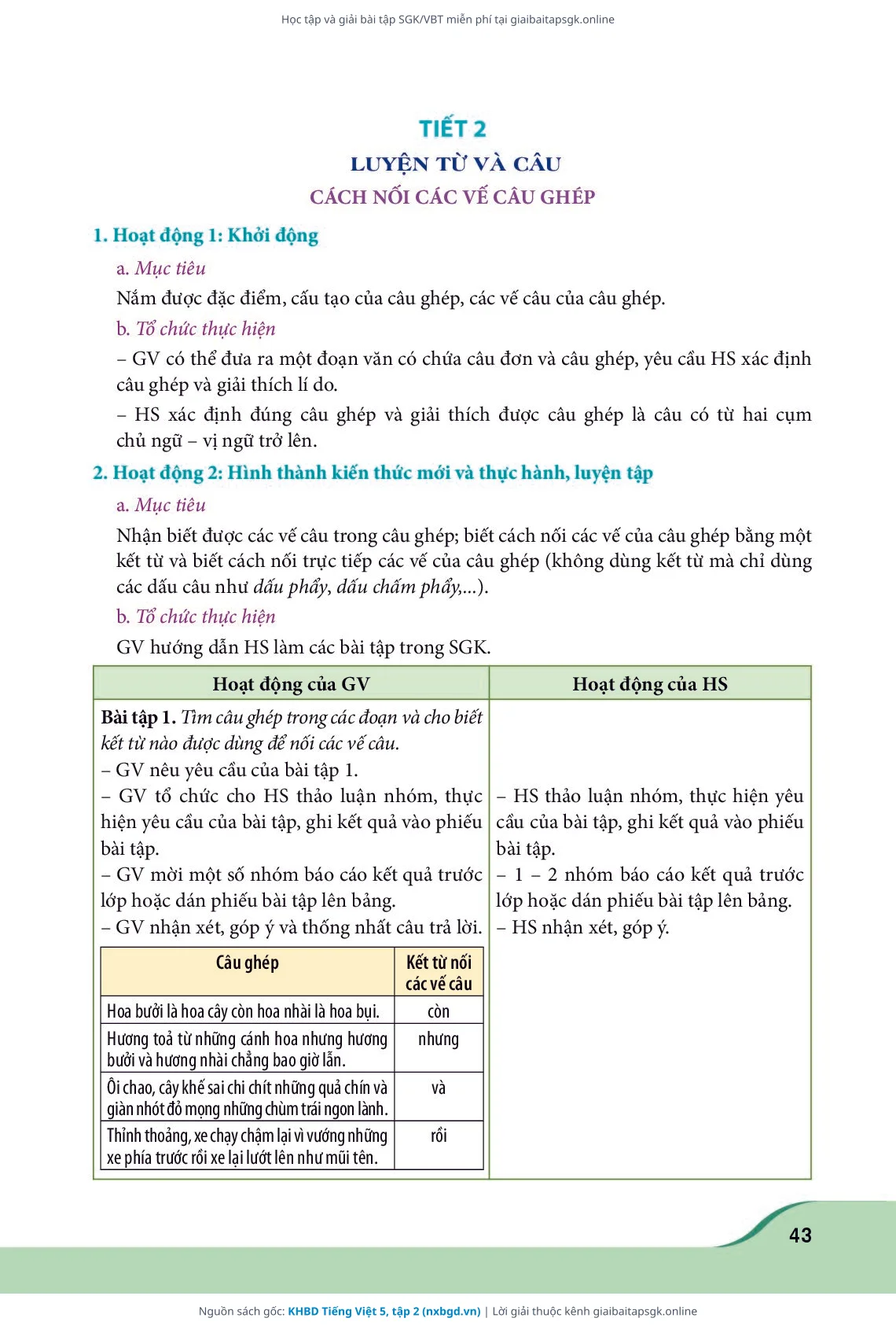 Trang 43 sách giáo khoa KHBD Tiếng Việt 5, tập 2 thu nhỏ