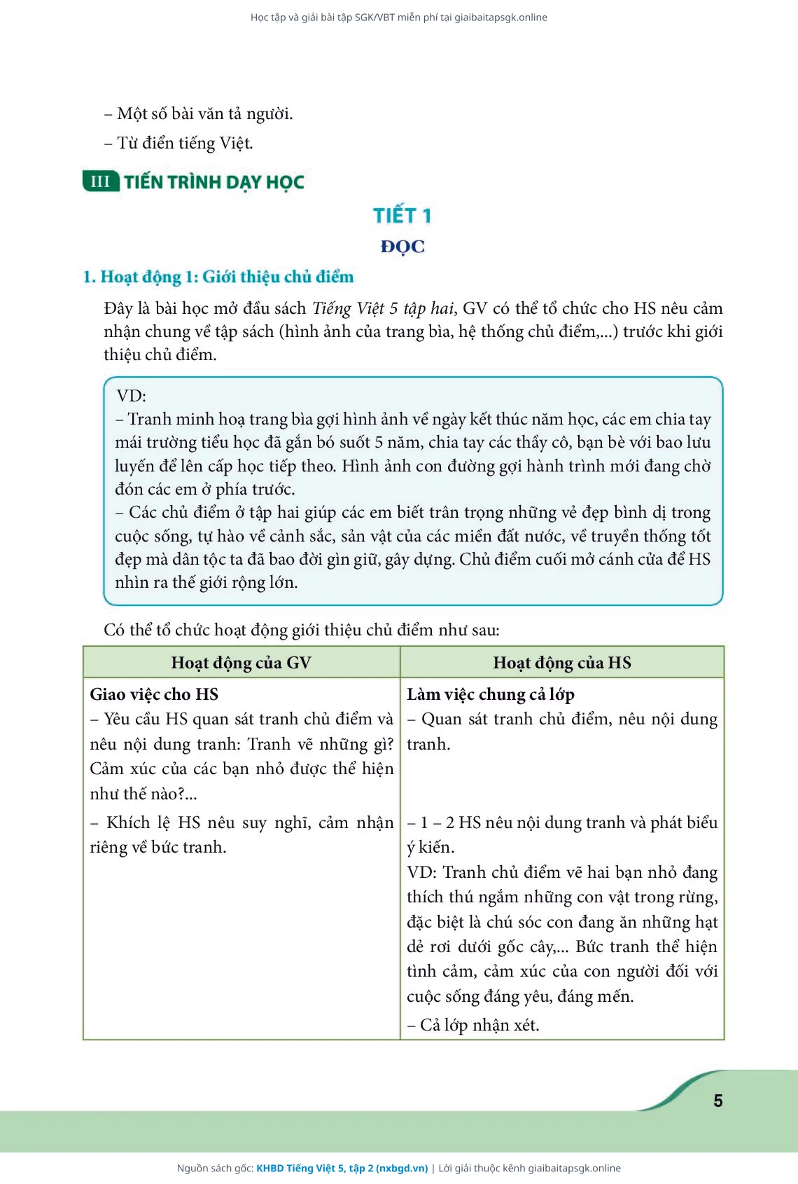 Trang 5 sách giáo khoa KHBD Tiếng Việt 5, tập 2 thu nhỏ