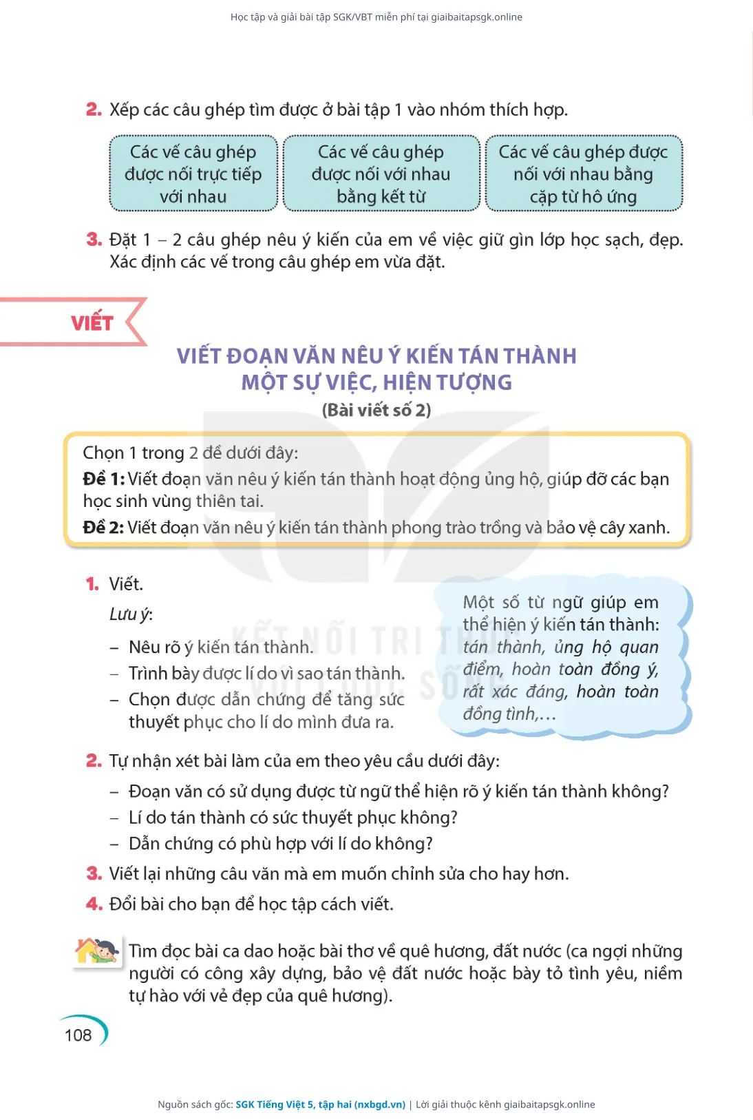 Trang 108 sách giáo khoa SGK Tiếng Việt 5, tập hai thu nhỏ