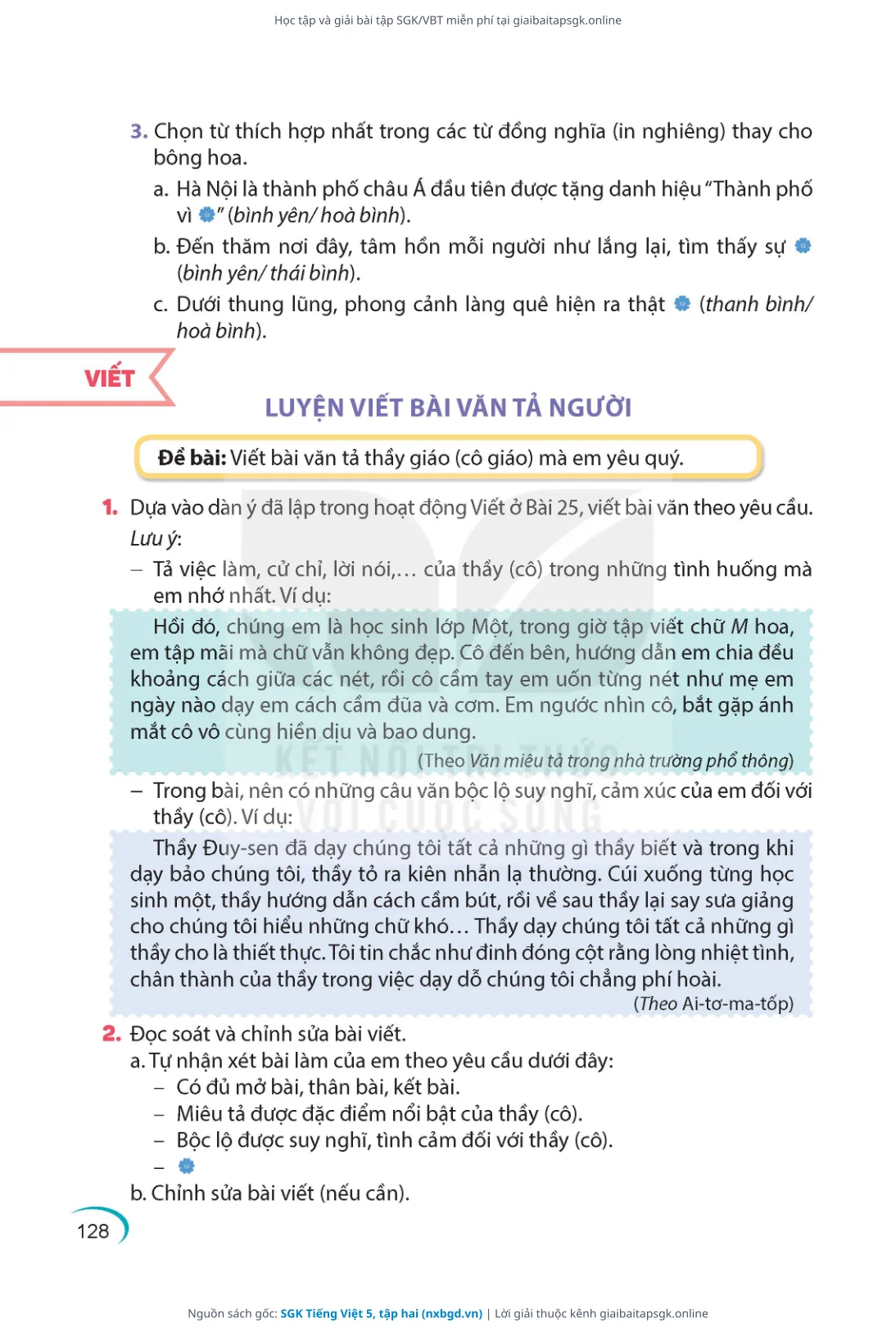 Trang 129 sách giáo khoa SGK Tiếng Việt 5, tập hai thu nhỏ