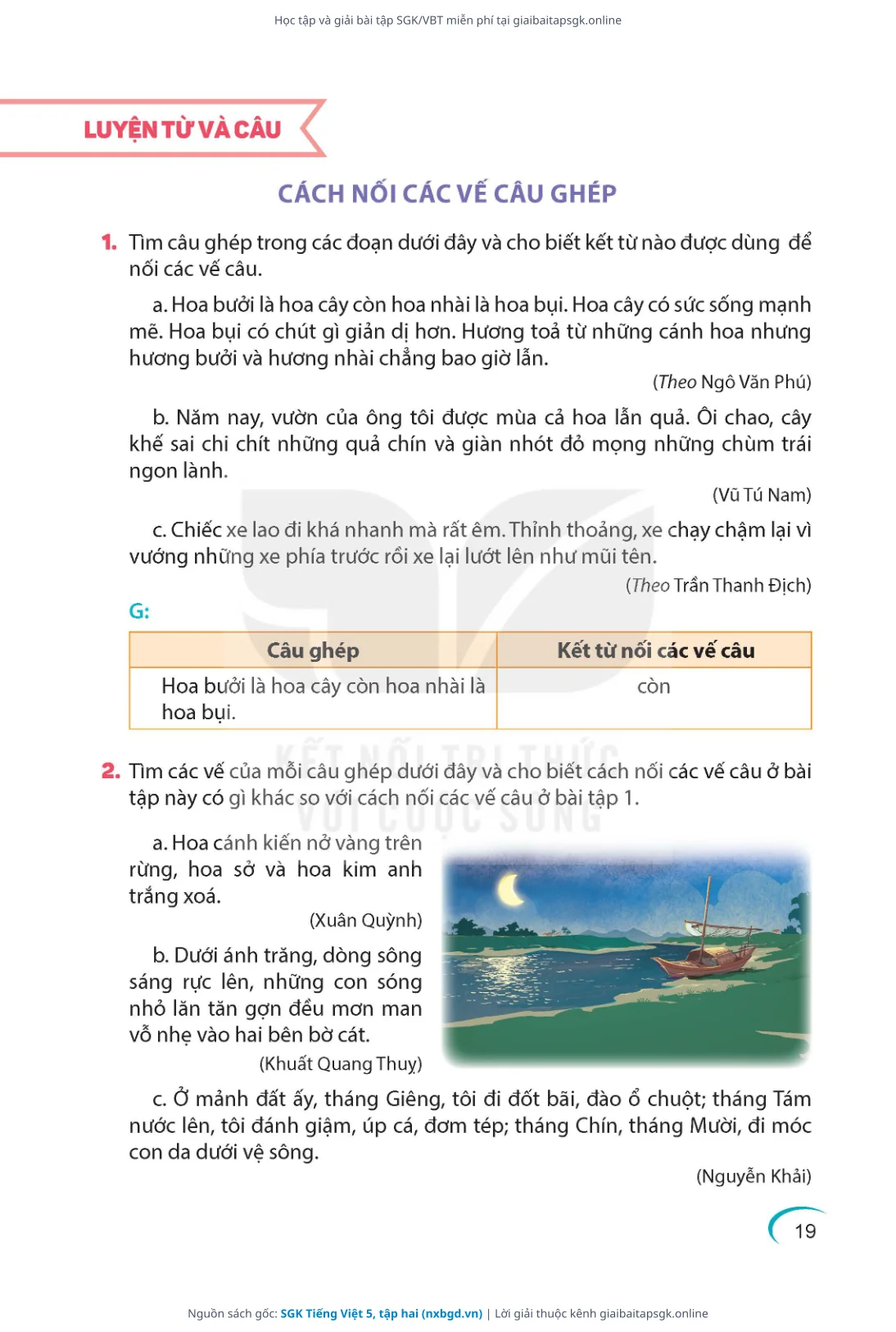 Trang 20 sách giáo khoa SGK Tiếng Việt 5, tập hai thu nhỏ