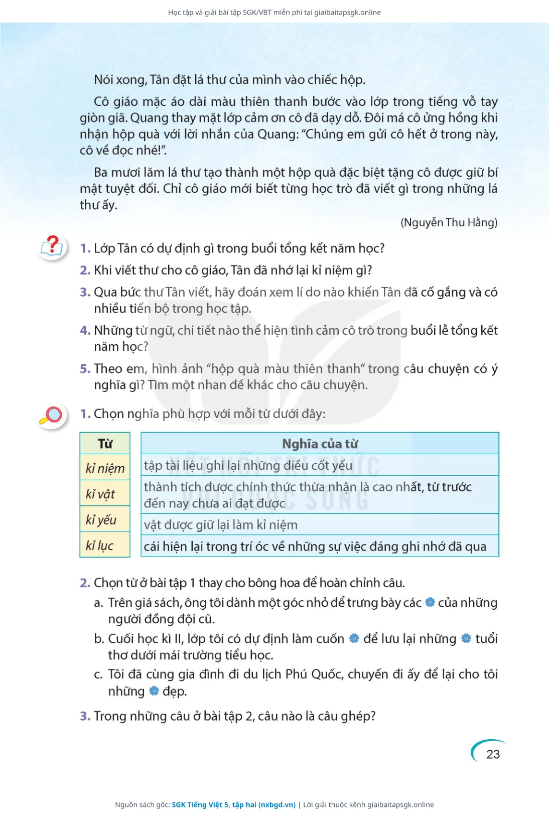 Trang 24 sách giáo khoa SGK Tiếng Việt 5, tập hai thu nhỏ