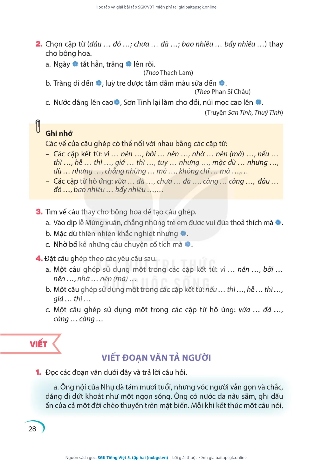 Trang 29 sách giáo khoa SGK Tiếng Việt 5, tập hai thu nhỏ