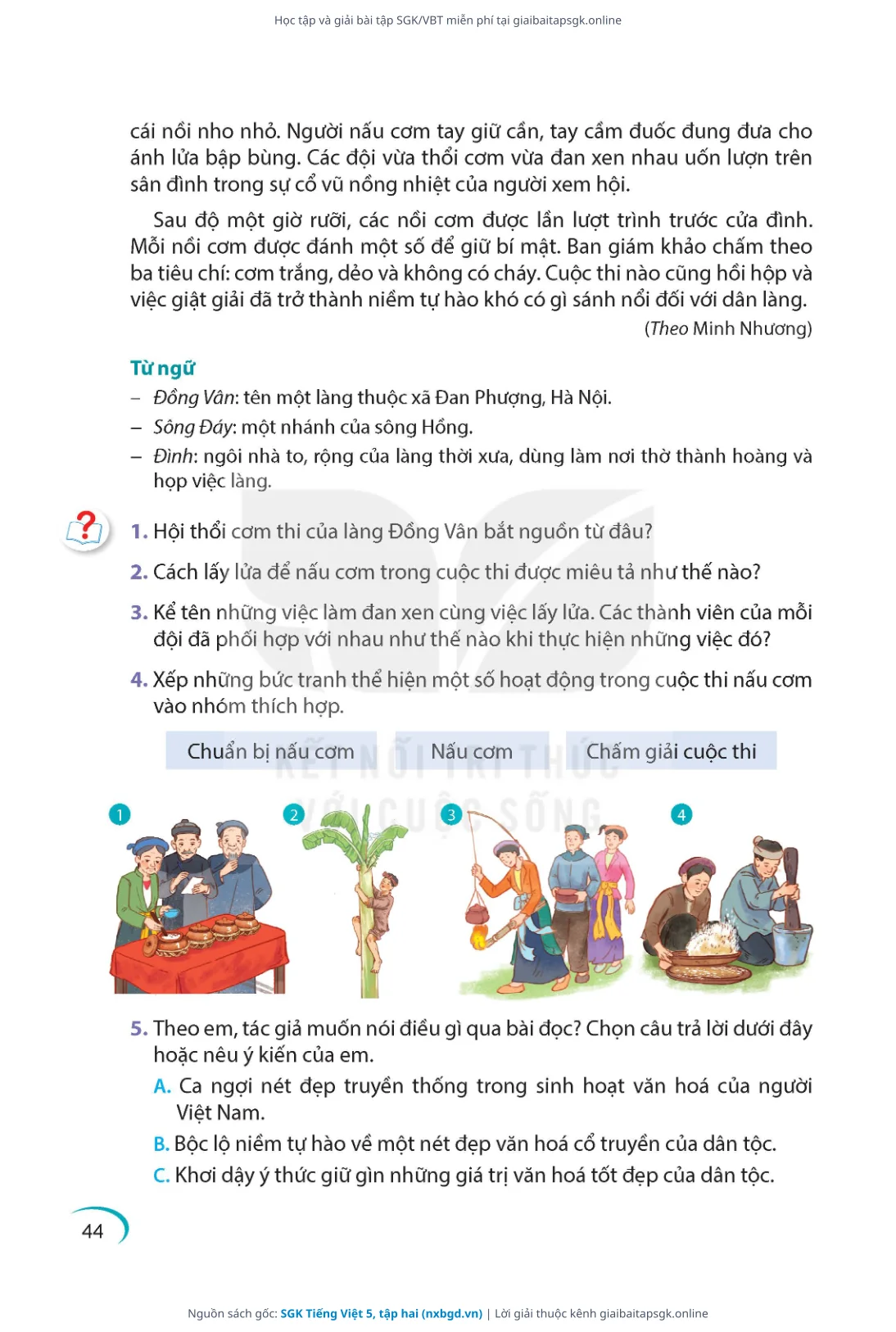 Trang 44 sách giáo khoa SGK Tiếng Việt 5, tập hai thu nhỏ