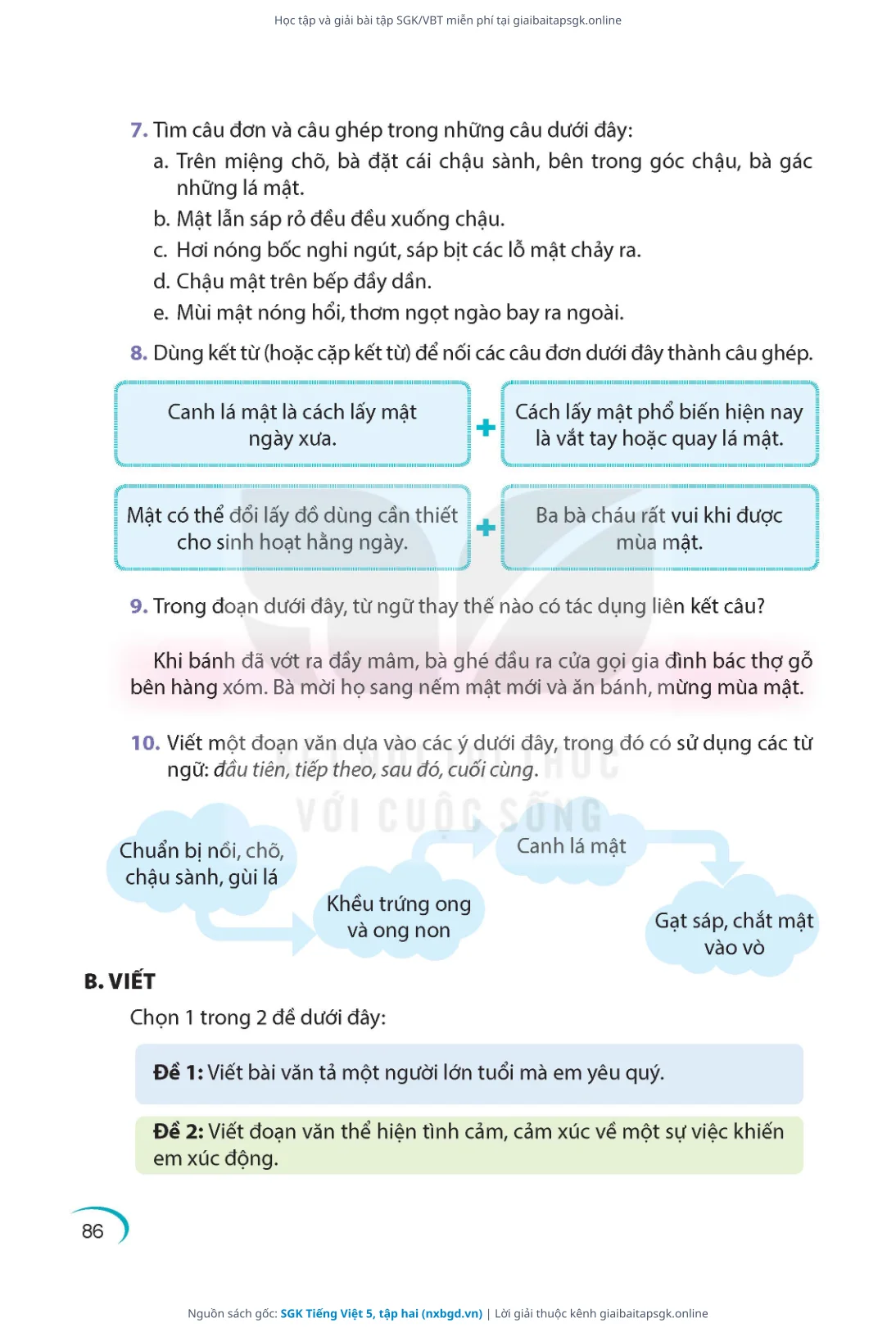 Trang 86 sách giáo khoa SGK Tiếng Việt 5, tập hai thu nhỏ