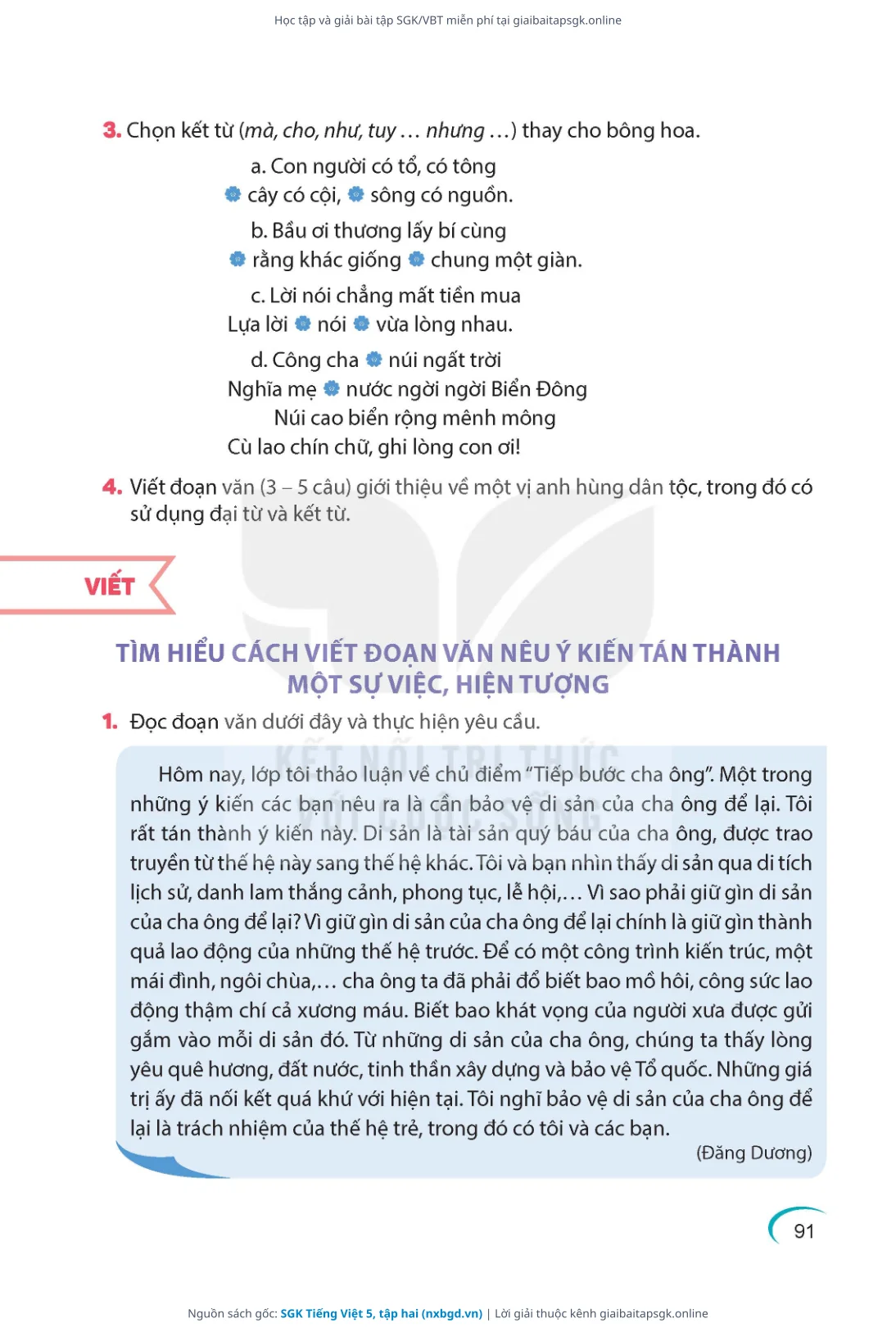 Trang 91 sách giáo khoa SGK Tiếng Việt 5, tập hai thu nhỏ