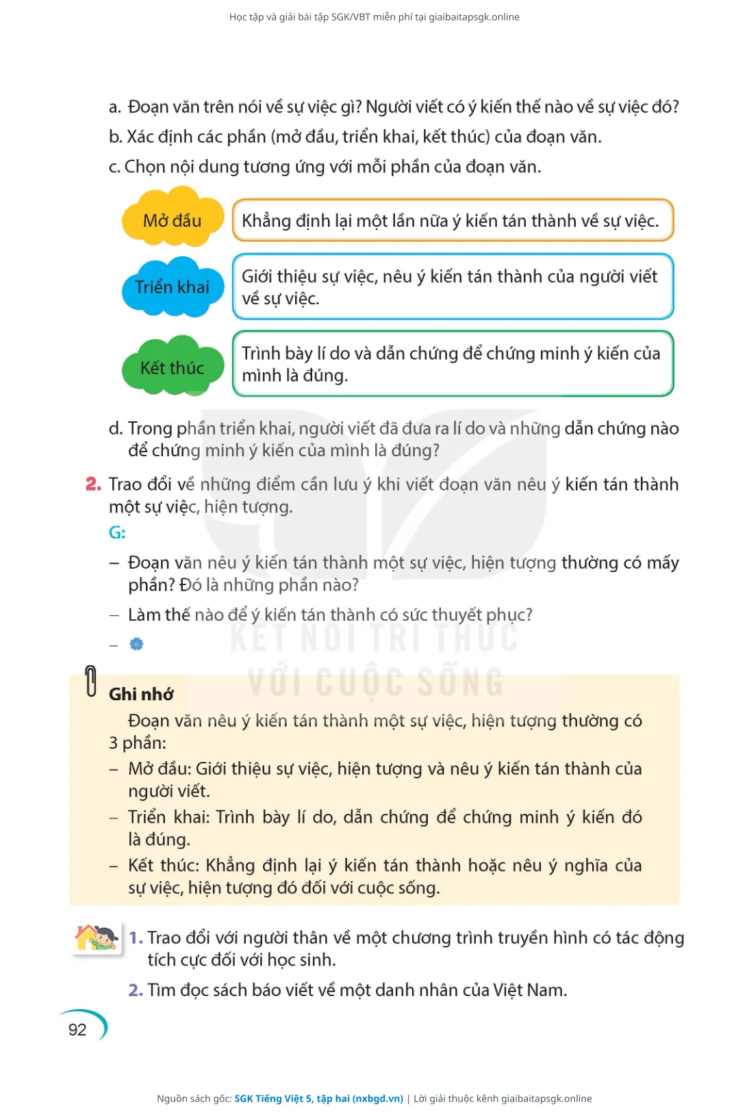 Trang 92 sách giáo khoa SGK Tiếng Việt 5, tập hai thu nhỏ