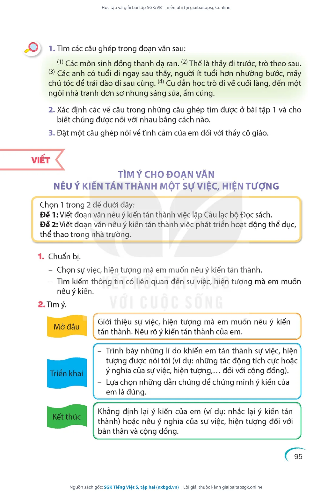 Trang 95 sách giáo khoa SGK Tiếng Việt 5, tập hai thu nhỏ