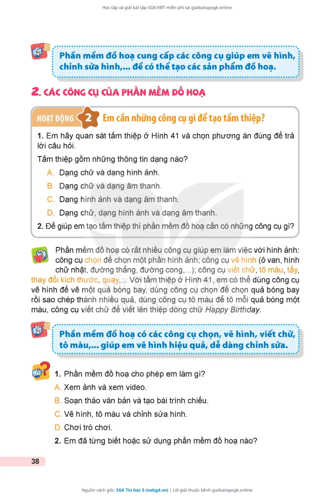 Trang 39 sách giáo khoa SGK Tin học 5 thu nhỏ