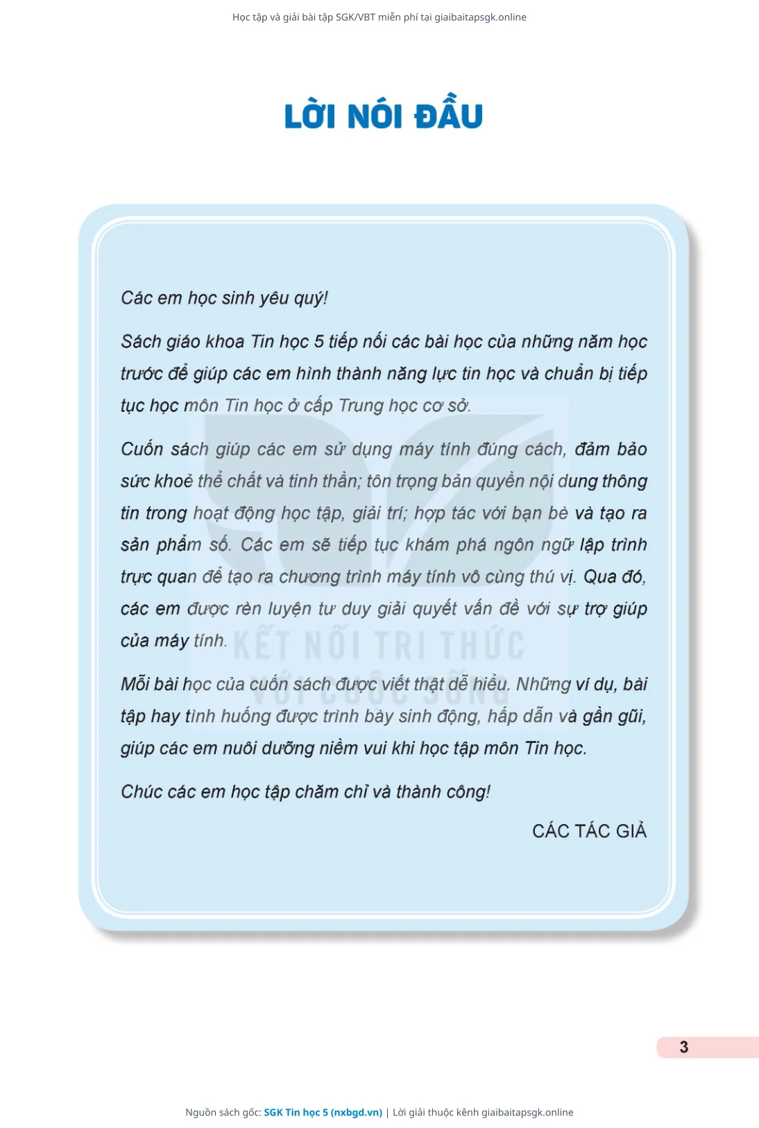 Trang 4 sách giáo khoa SGK Tin học 5 thu nhỏ