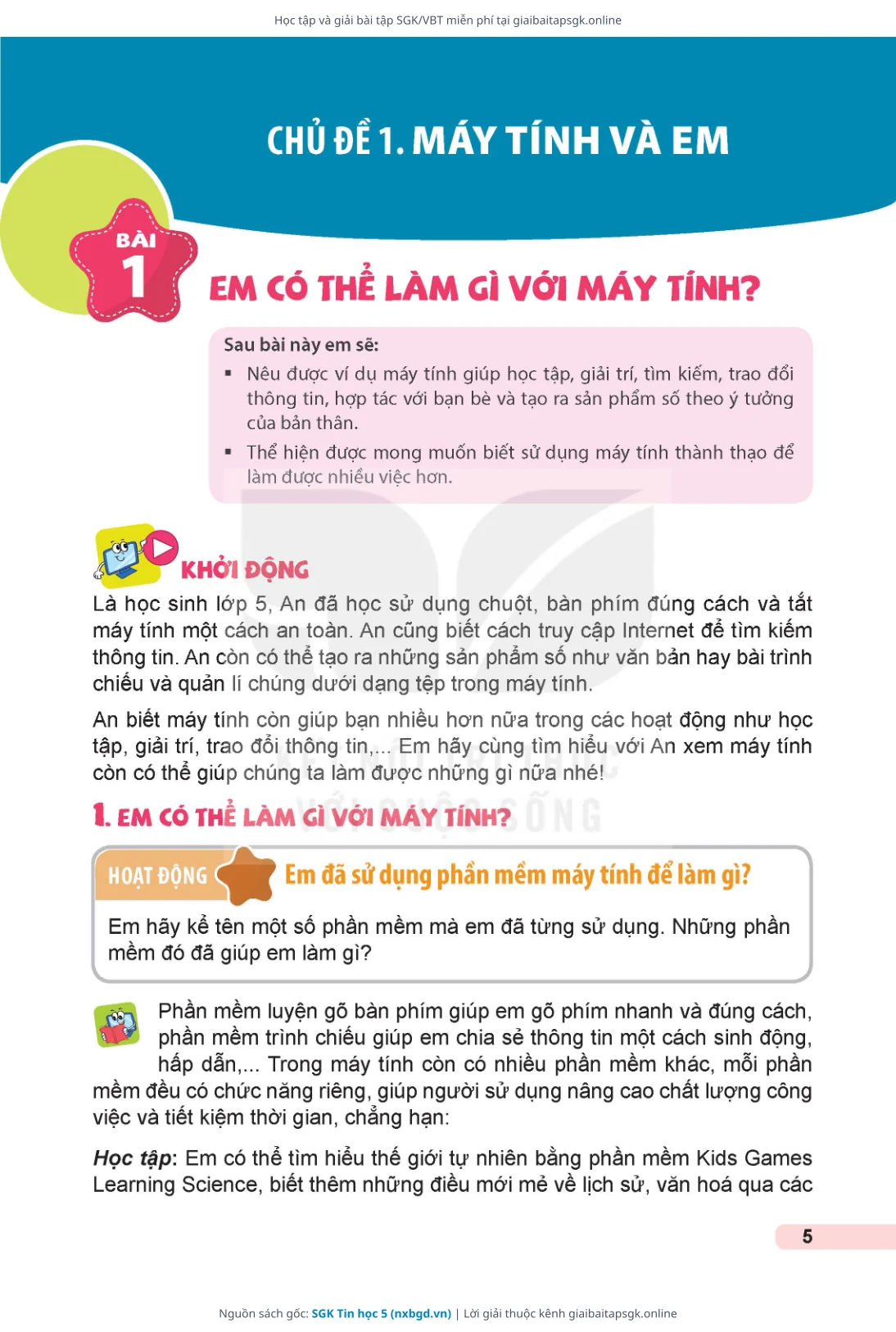 Trang 6 sách giáo khoa SGK Tin học 5 thu nhỏ