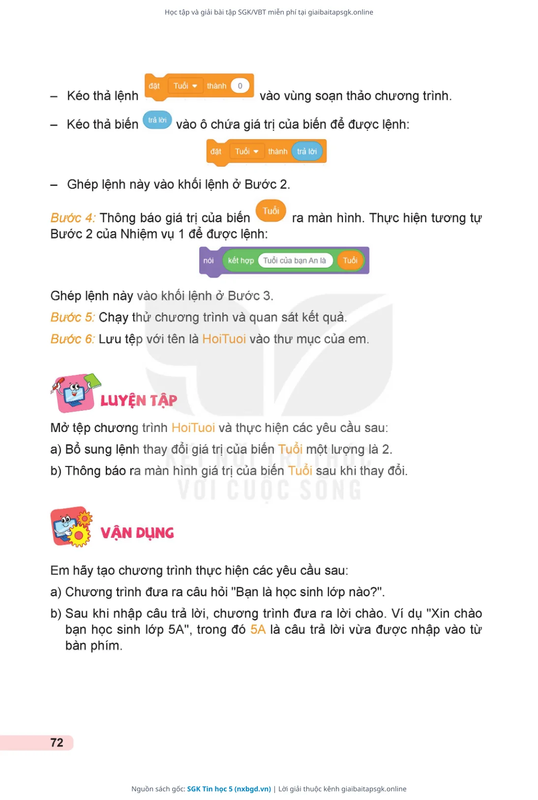Trang 73 sách giáo khoa SGK Tin học 5 thu nhỏ