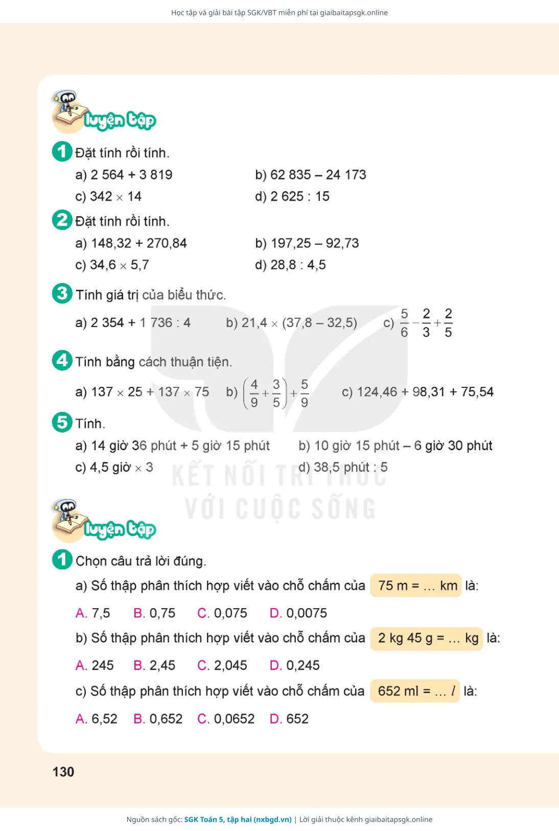 Trang 131 sách giáo khoa SGK Toán 5, tập hai thu nhỏ