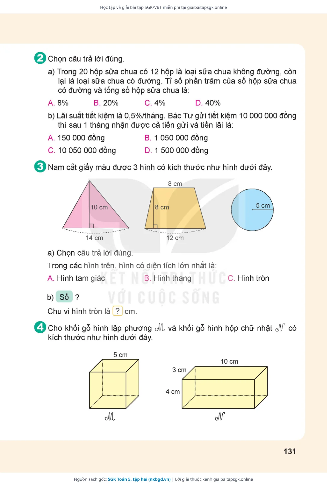 Trang 132 sách giáo khoa SGK Toán 5, tập hai thu nhỏ