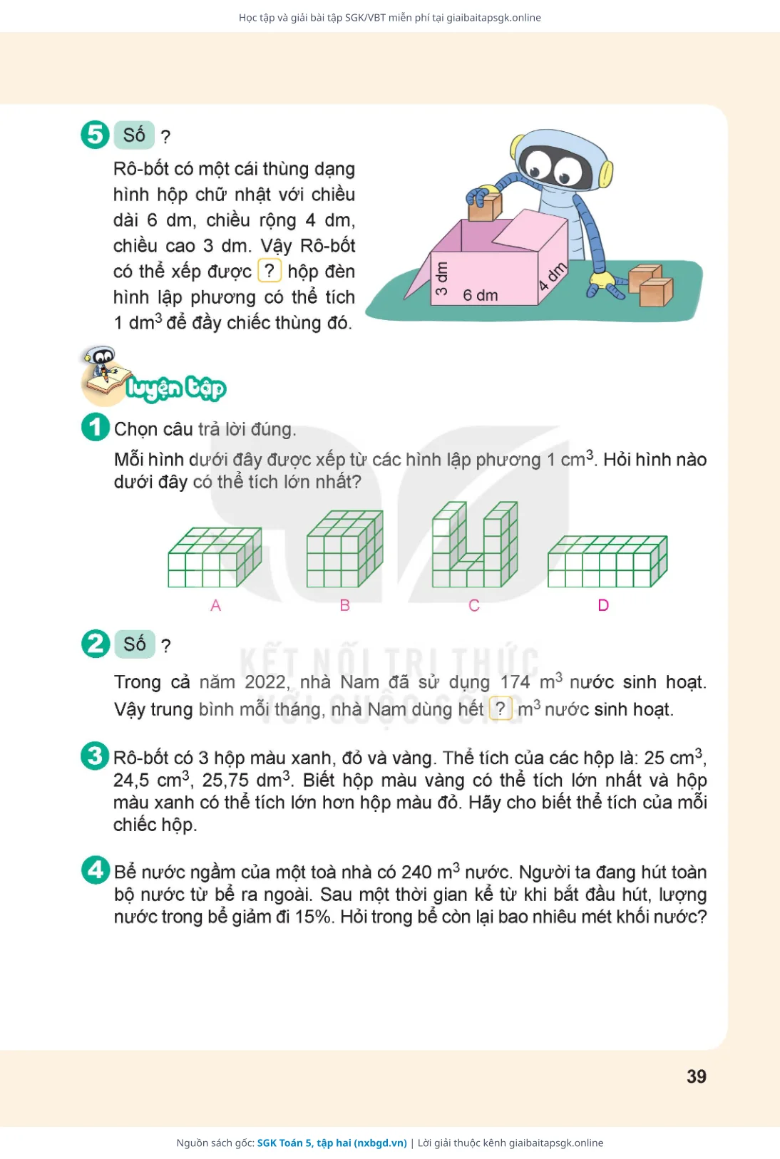 Trang 40 sách giáo khoa SGK Toán 5, tập hai thu nhỏ