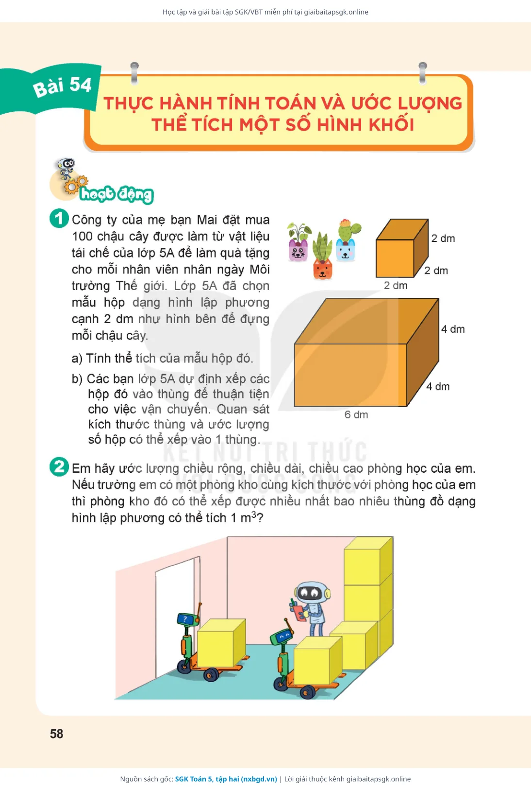 Trang 59 sách giáo khoa SGK Toán 5, tập hai thu nhỏ