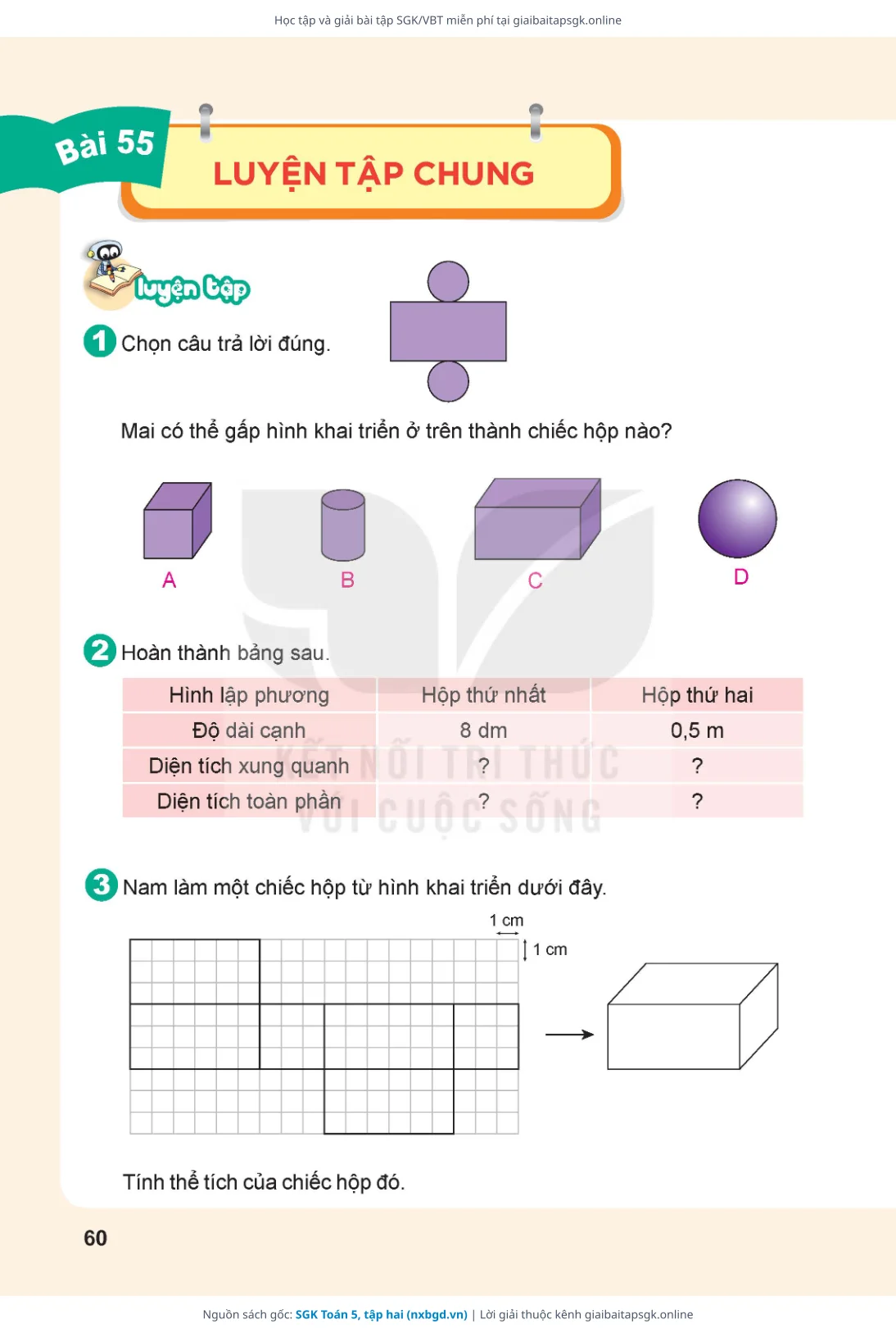 Trang 61 sách giáo khoa SGK Toán 5, tập hai thu nhỏ