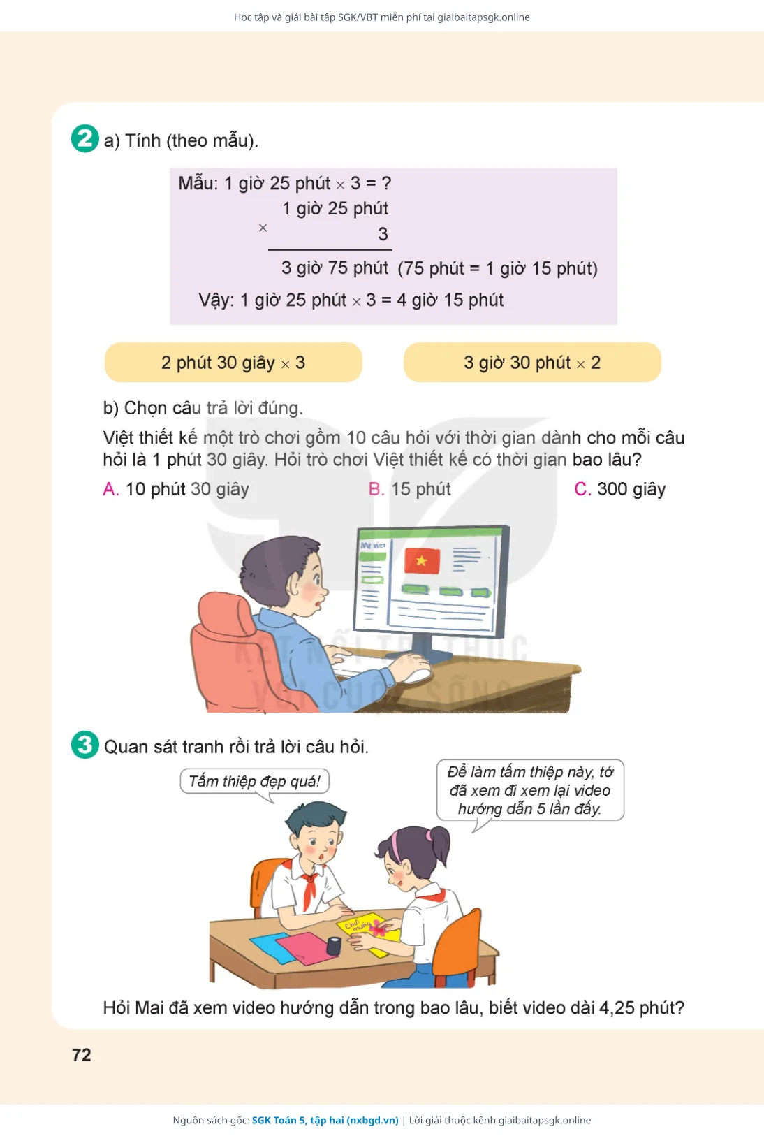 Trang 73 sách giáo khoa SGK Toán 5, tập hai thu nhỏ