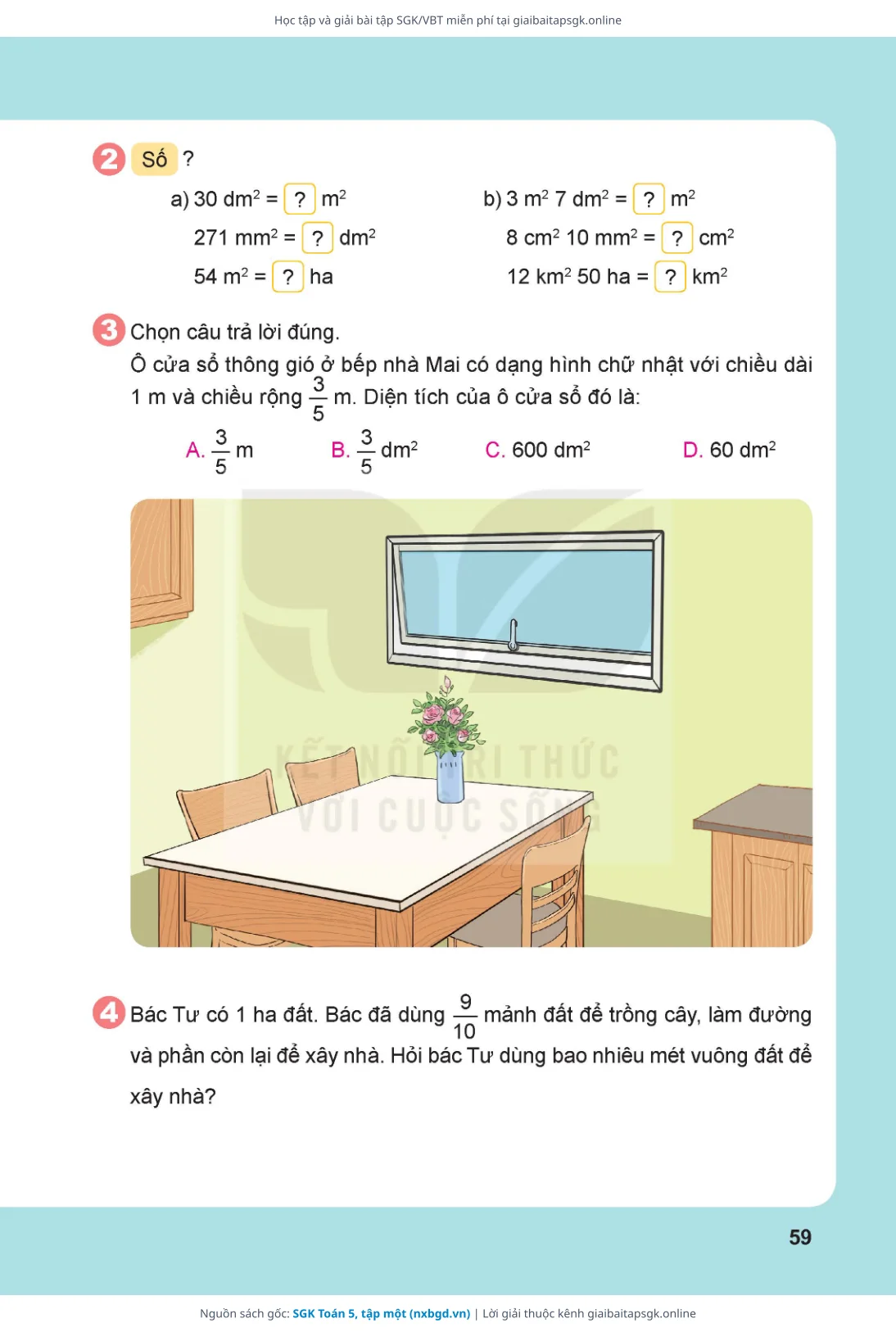 Trang 59 sách giáo khoa SGK Toán 5, tập một bản chuẩn