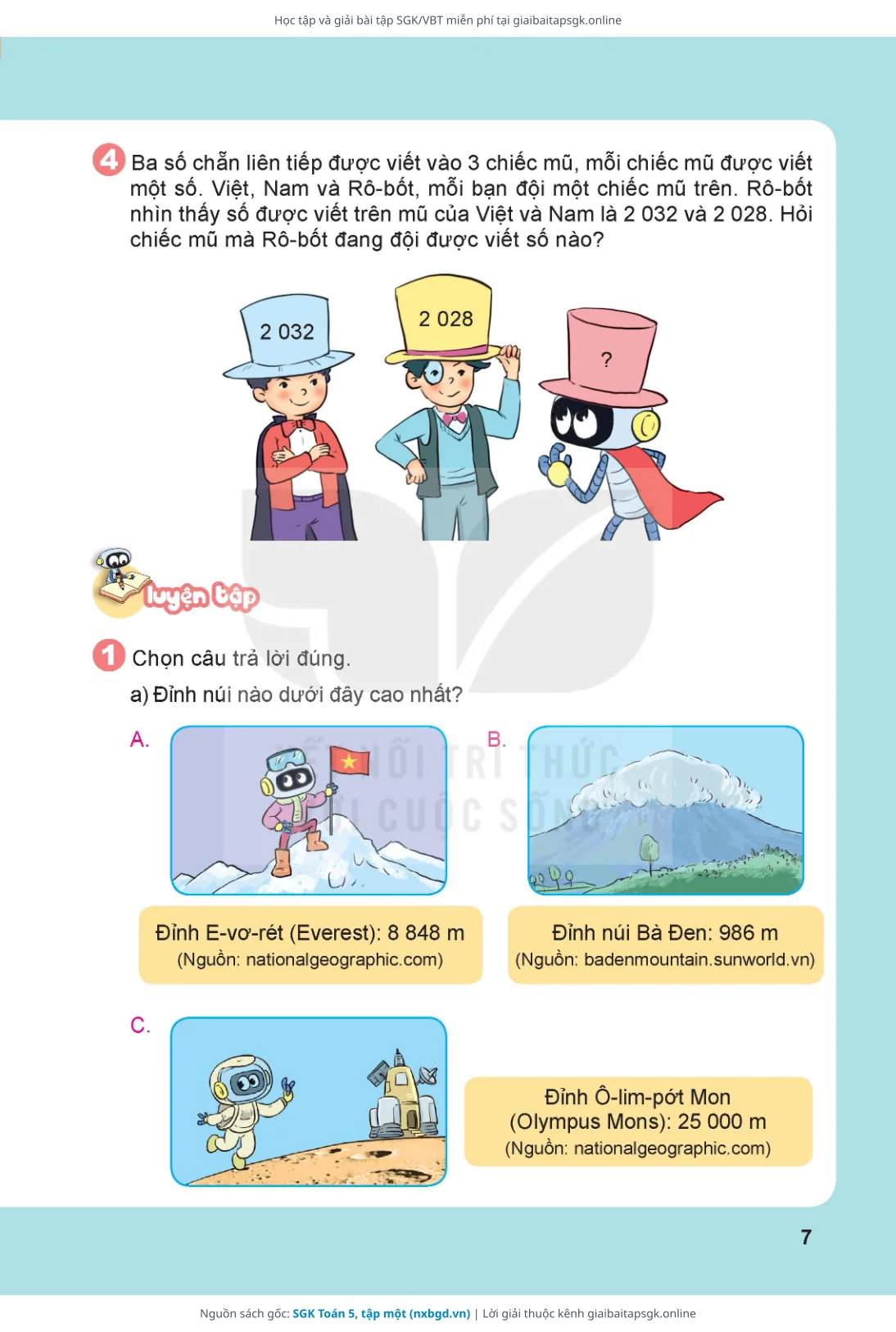 Trang 7 sách giáo khoa SGK Toán 5, tập một thu nhỏ