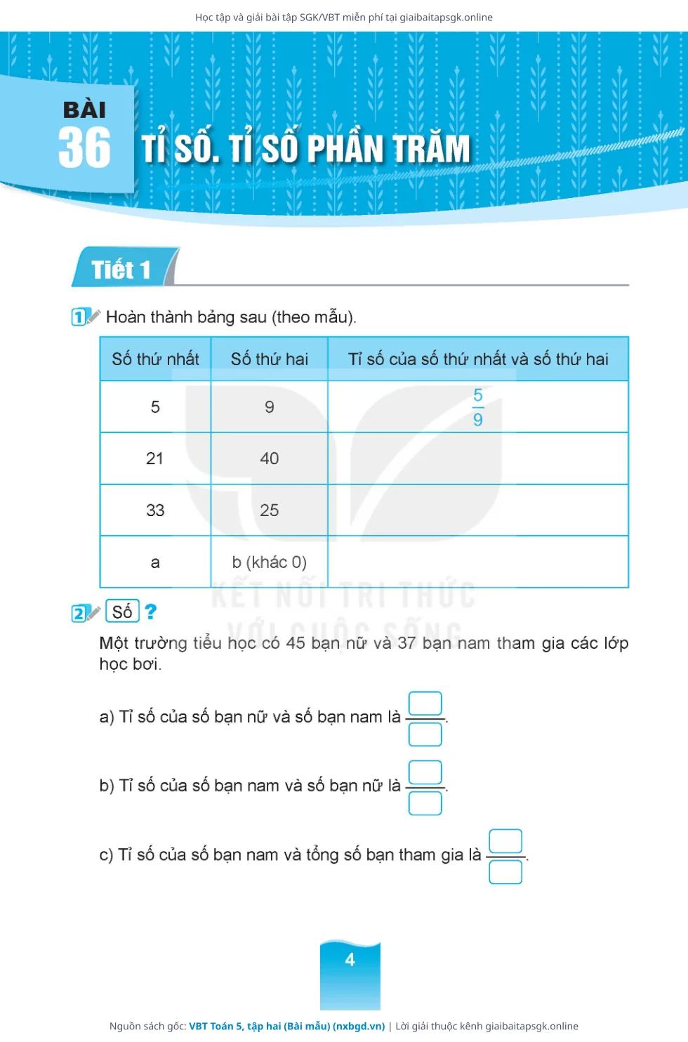 Trang 5 sách giáo khoa VBT Toán 5, tập hai (Bài mẫu) thu nhỏ
