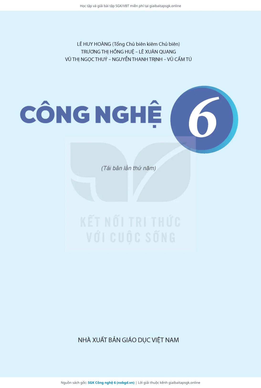 Trang 2 sách giáo khoa SGK Công nghệ 6 thu nhỏ