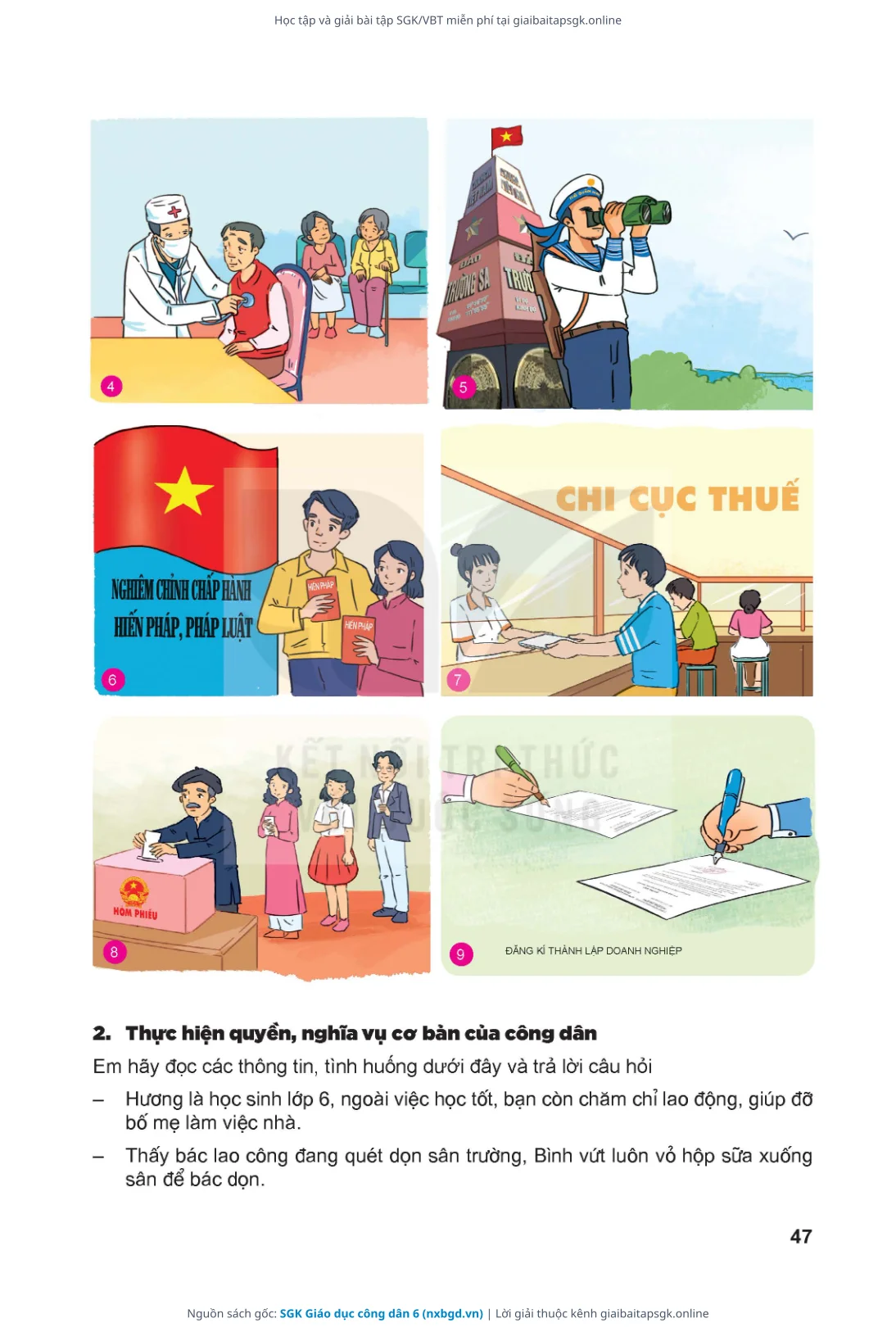 Trang 44 sách giáo khoa SGK Giáo dục công dân 6 bản chuẩn