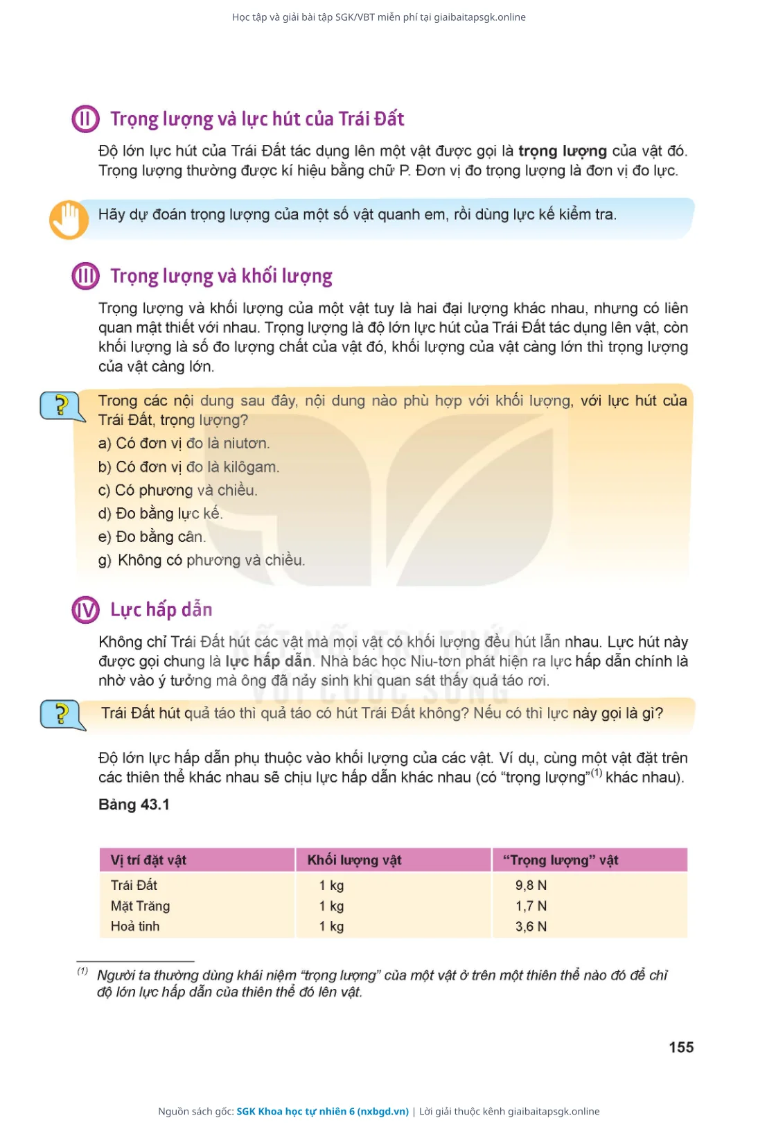 Trang 156 sách giáo khoa SGK Khoa học tự nhiên 6 thu nhỏ