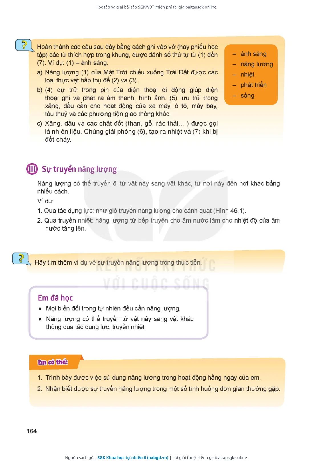 Trang 165 sách giáo khoa SGK Khoa học tự nhiên 6 thu nhỏ