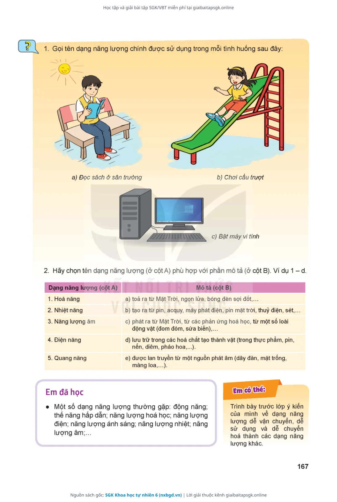 Trang 168 sách giáo khoa SGK Khoa học tự nhiên 6 thu nhỏ