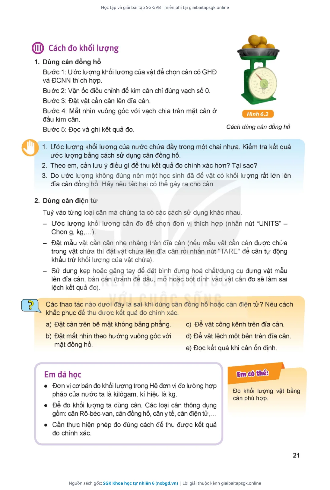 Trang 22 sách giáo khoa SGK Khoa học tự nhiên 6 thu nhỏ