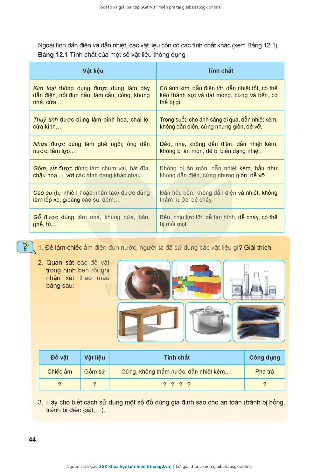 Trang 45 sách giáo khoa SGK Khoa học tự nhiên 6 thu nhỏ
