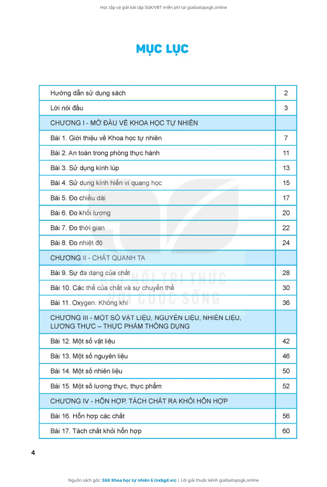 Trang 5 sách giáo khoa SGK Khoa học tự nhiên 6 thu nhỏ