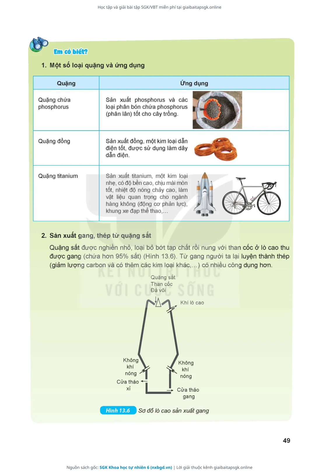 Trang 50 sách giáo khoa SGK Khoa học tự nhiên 6 thu nhỏ