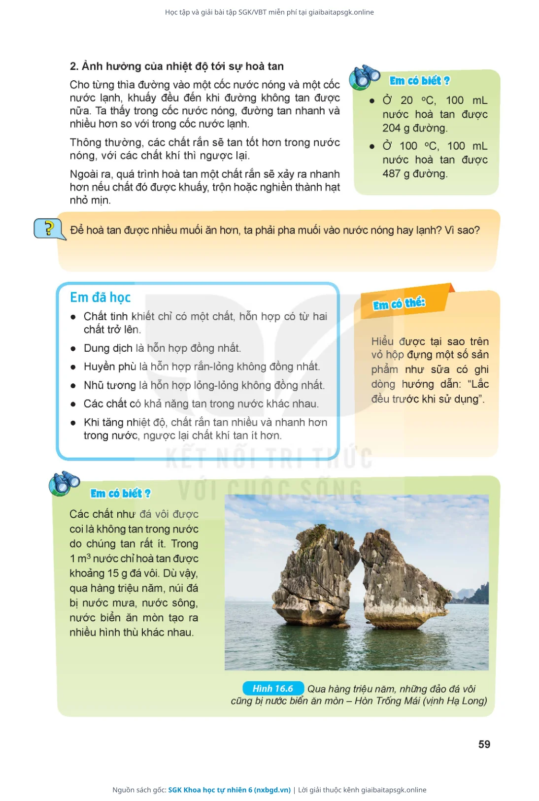 Trang 60 sách giáo khoa SGK Khoa học tự nhiên 6 thu nhỏ