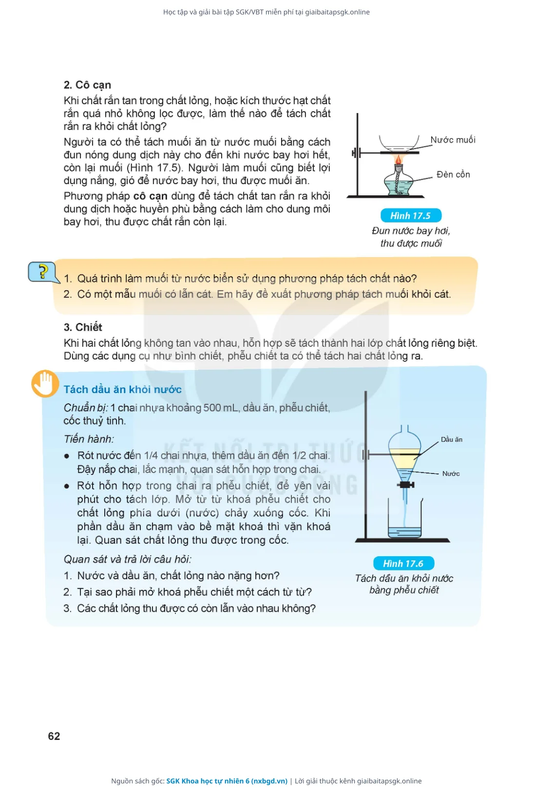 Trang 63 sách giáo khoa SGK Khoa học tự nhiên 6 thu nhỏ