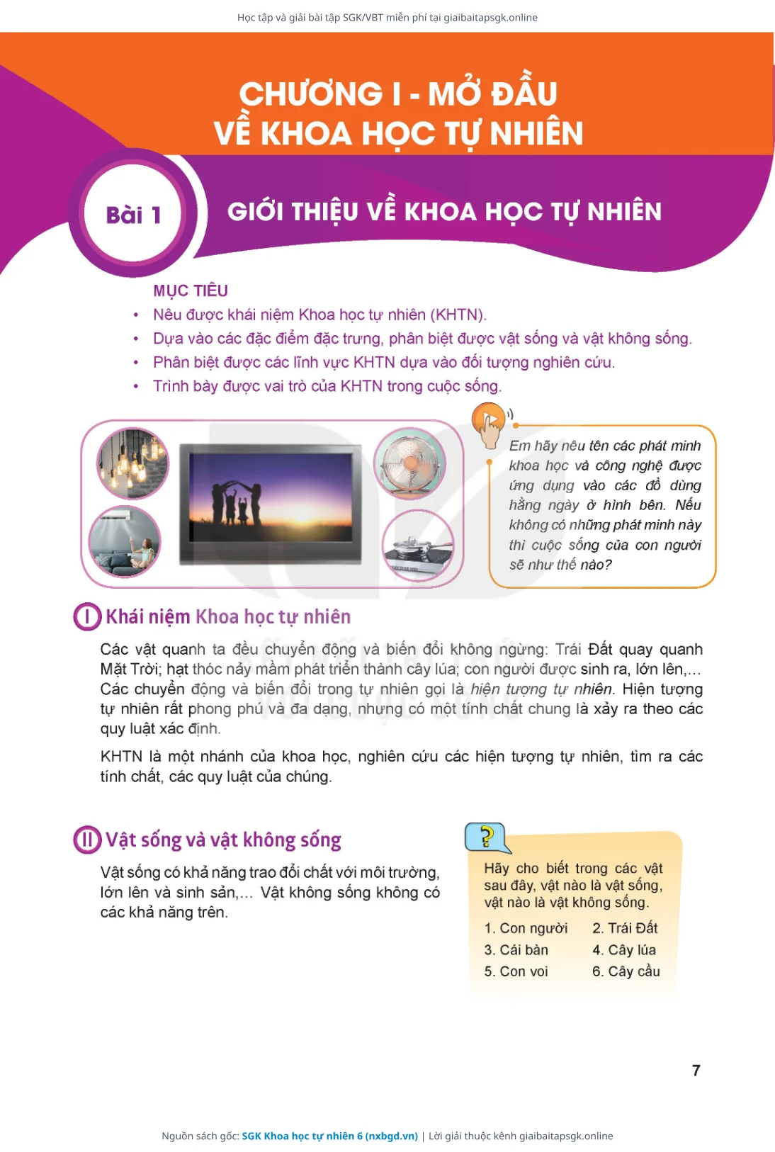 Trang 8 sách giáo khoa SGK Khoa học tự nhiên 6 thu nhỏ