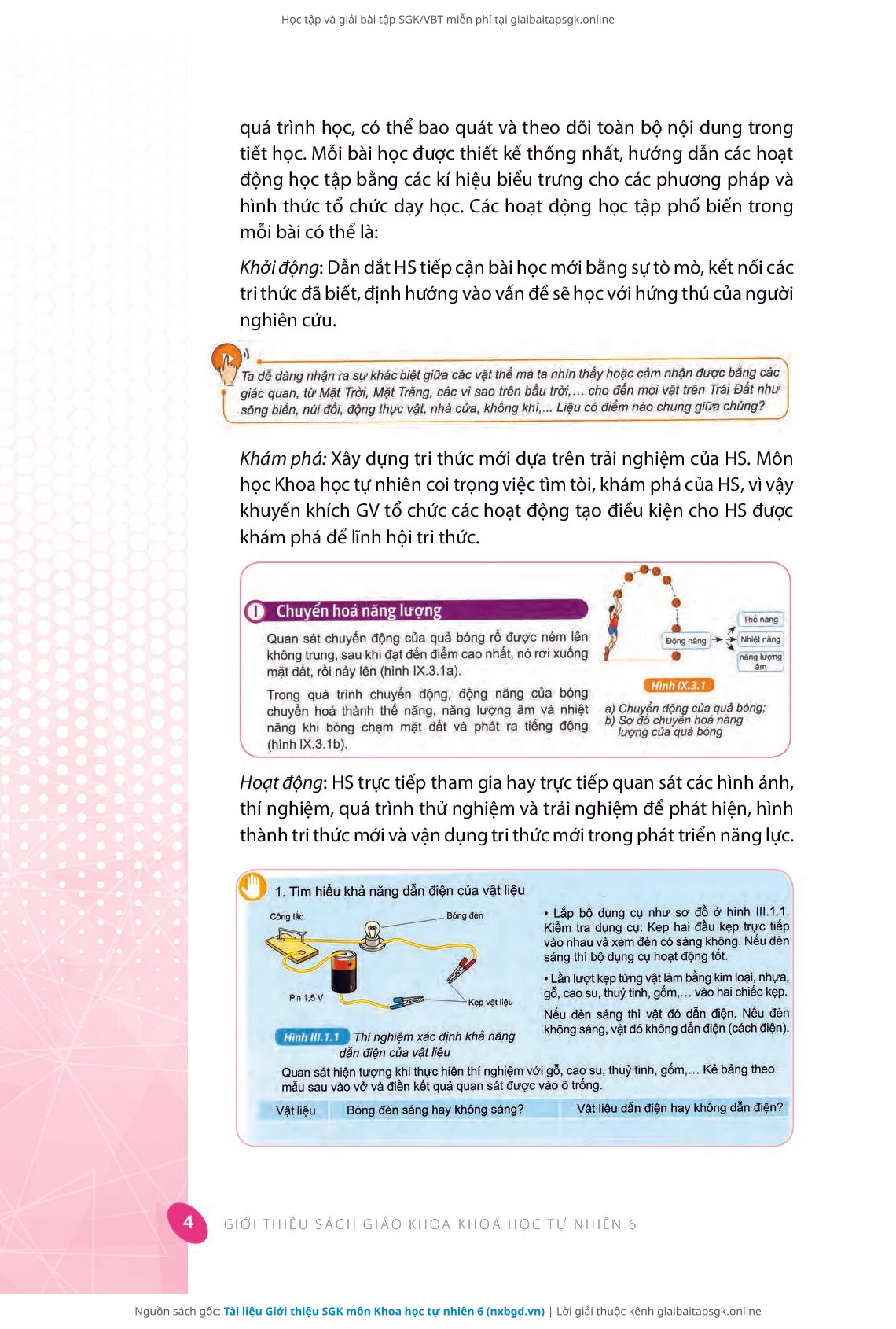 Trang 5 sách giáo khoa Tài liệu Giới thiệu SGK môn Khoa học tự nhiên 6 thu nhỏ