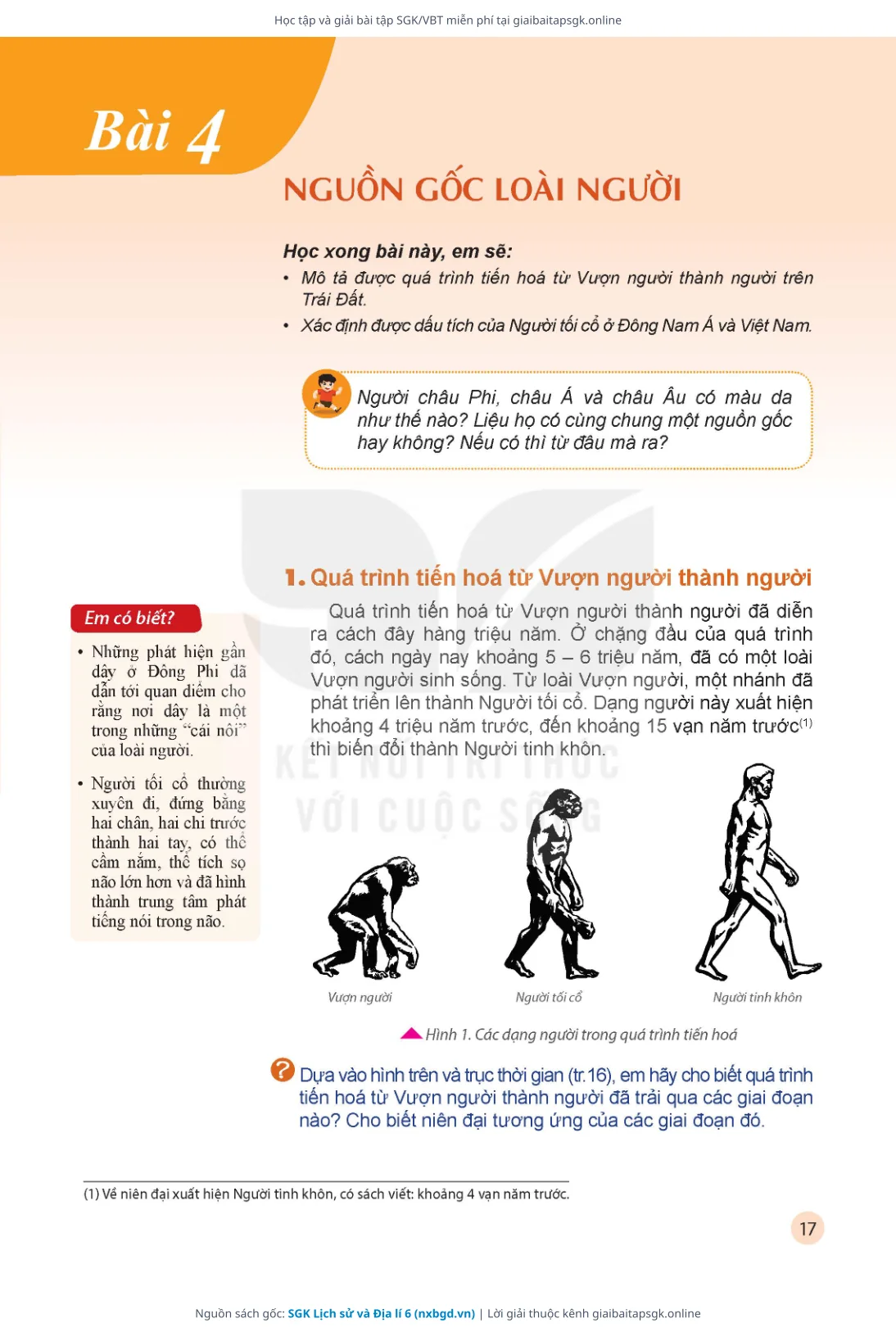 Trang 18 sách giáo khoa SGK Lịch sử và Địa lí 6 bản chuẩn
