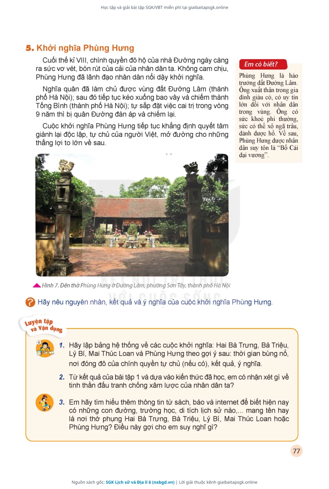 Trang 78 sách giáo khoa SGK Lịch sử và Địa lí 6 bản chuẩn