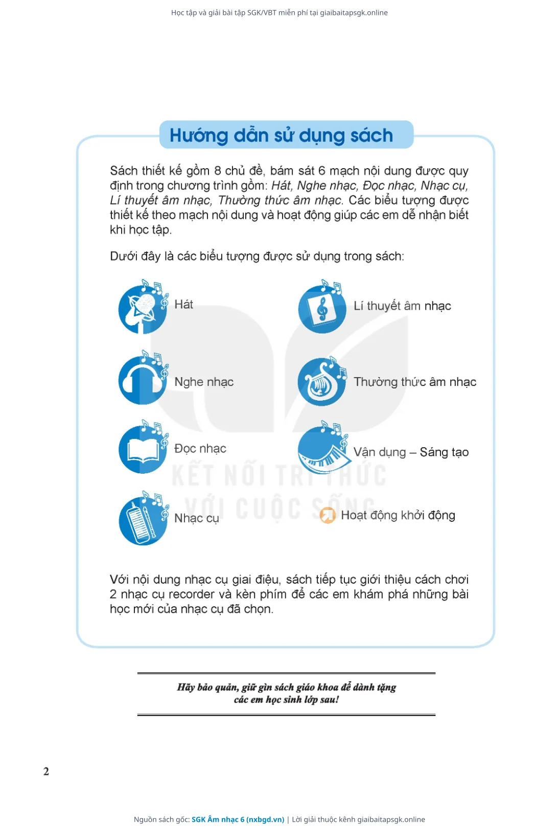 Trang 3 sách giáo khoa SGK Âm nhạc 6 thu nhỏ