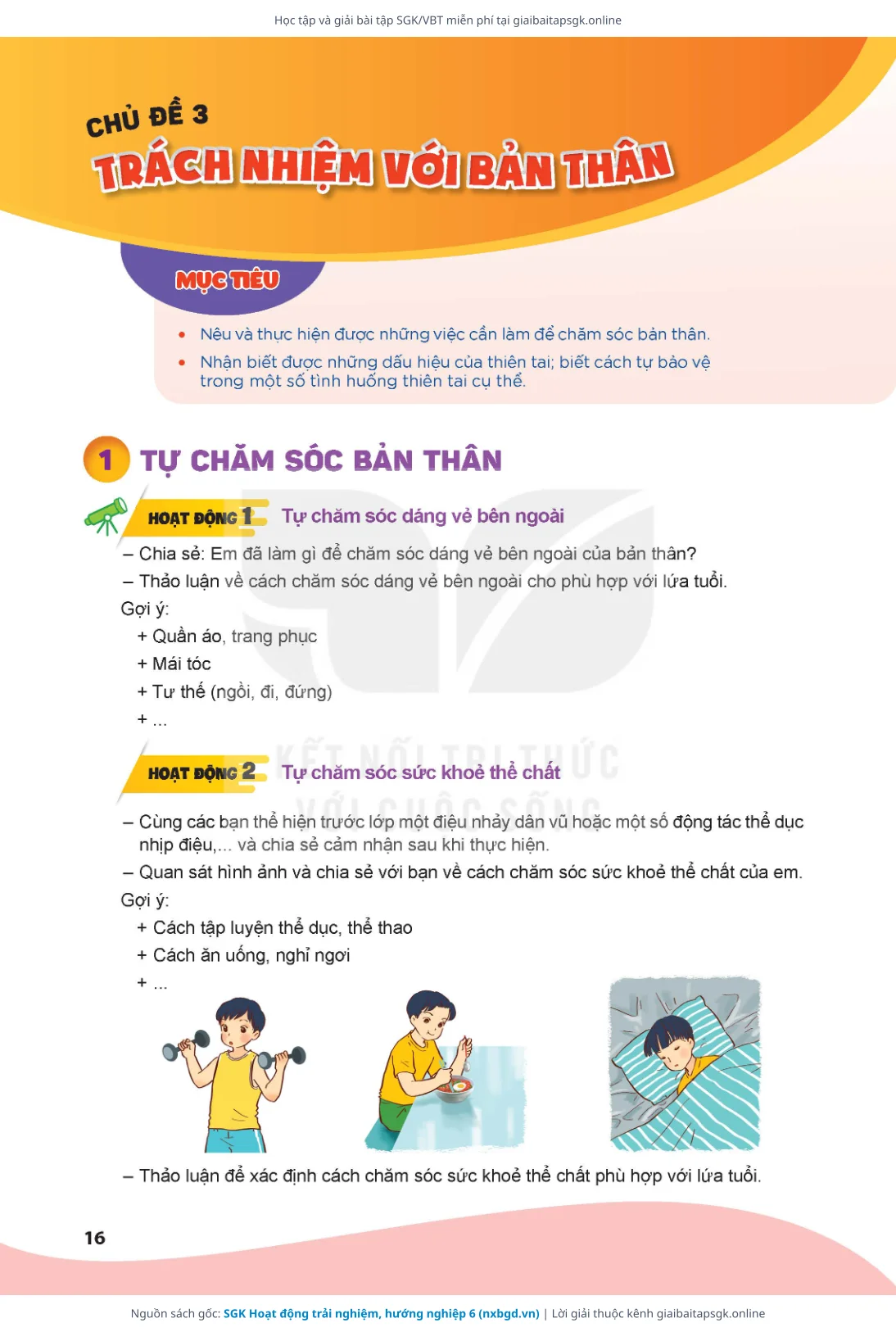 Trang 16 sách giáo khoa SGK Hoạt động trải nghiệm, hướng nghiệp 6 bản chuẩn