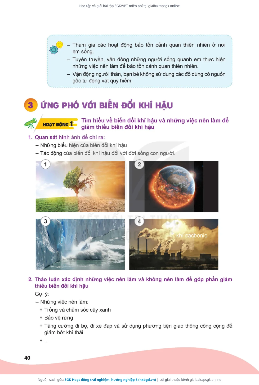 Trang 40 sách giáo khoa SGK Hoạt động trải nghiệm, hướng nghiệp 6 bản chuẩn