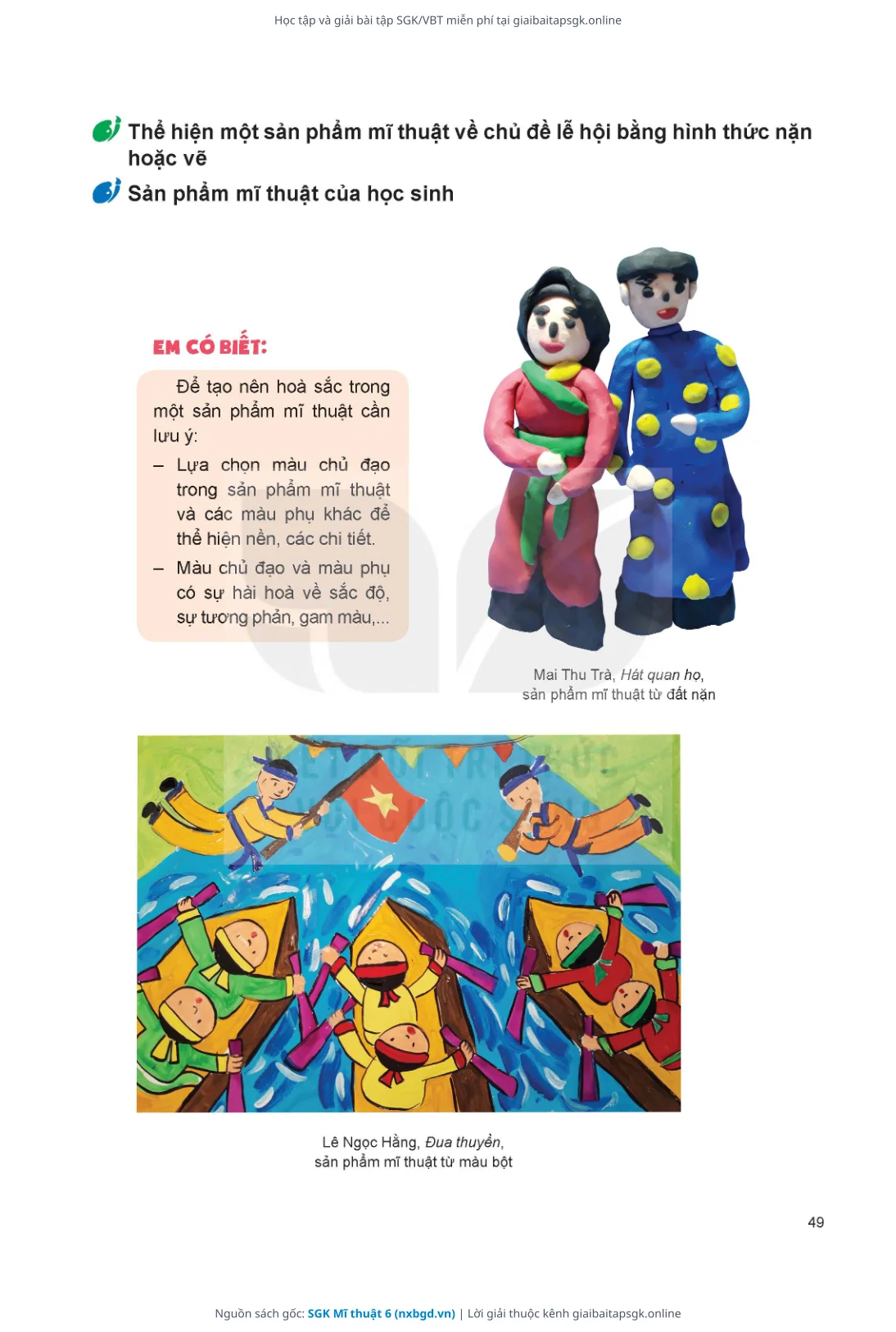 Trang 50 sách giáo khoa SGK Mĩ thuật 6 thu nhỏ