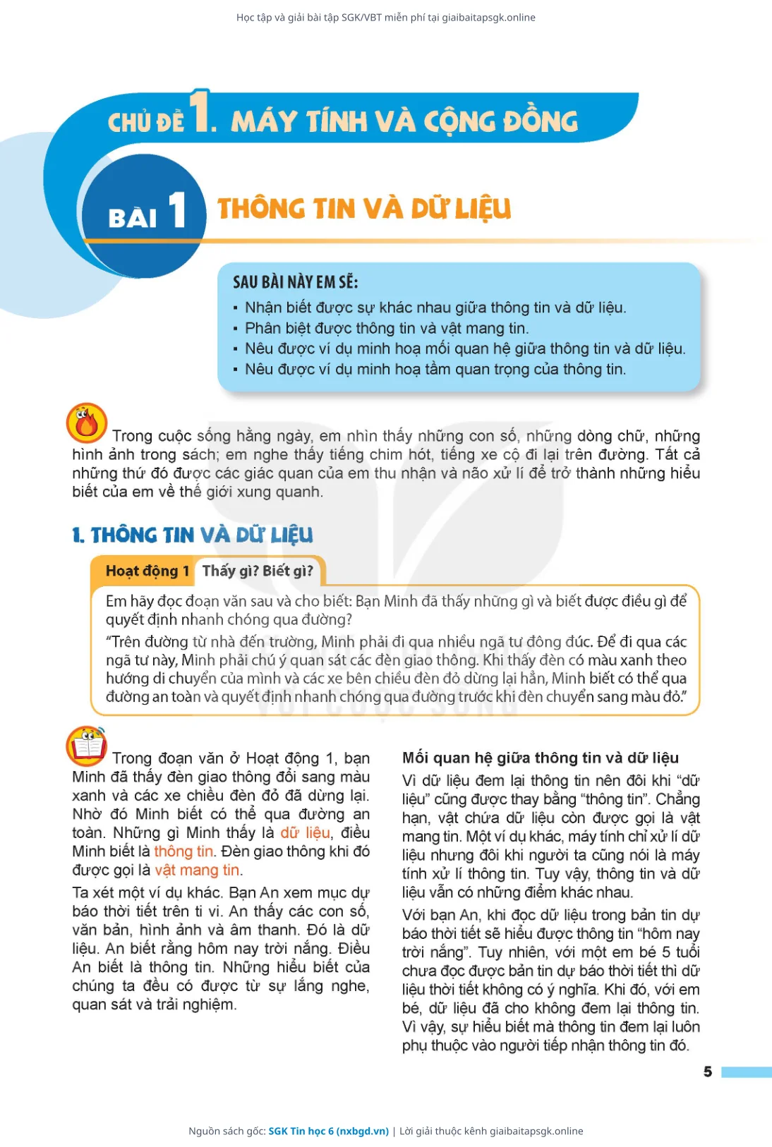 Trang 5 sách giáo khoa SGK Tin học 6 bản chuẩn